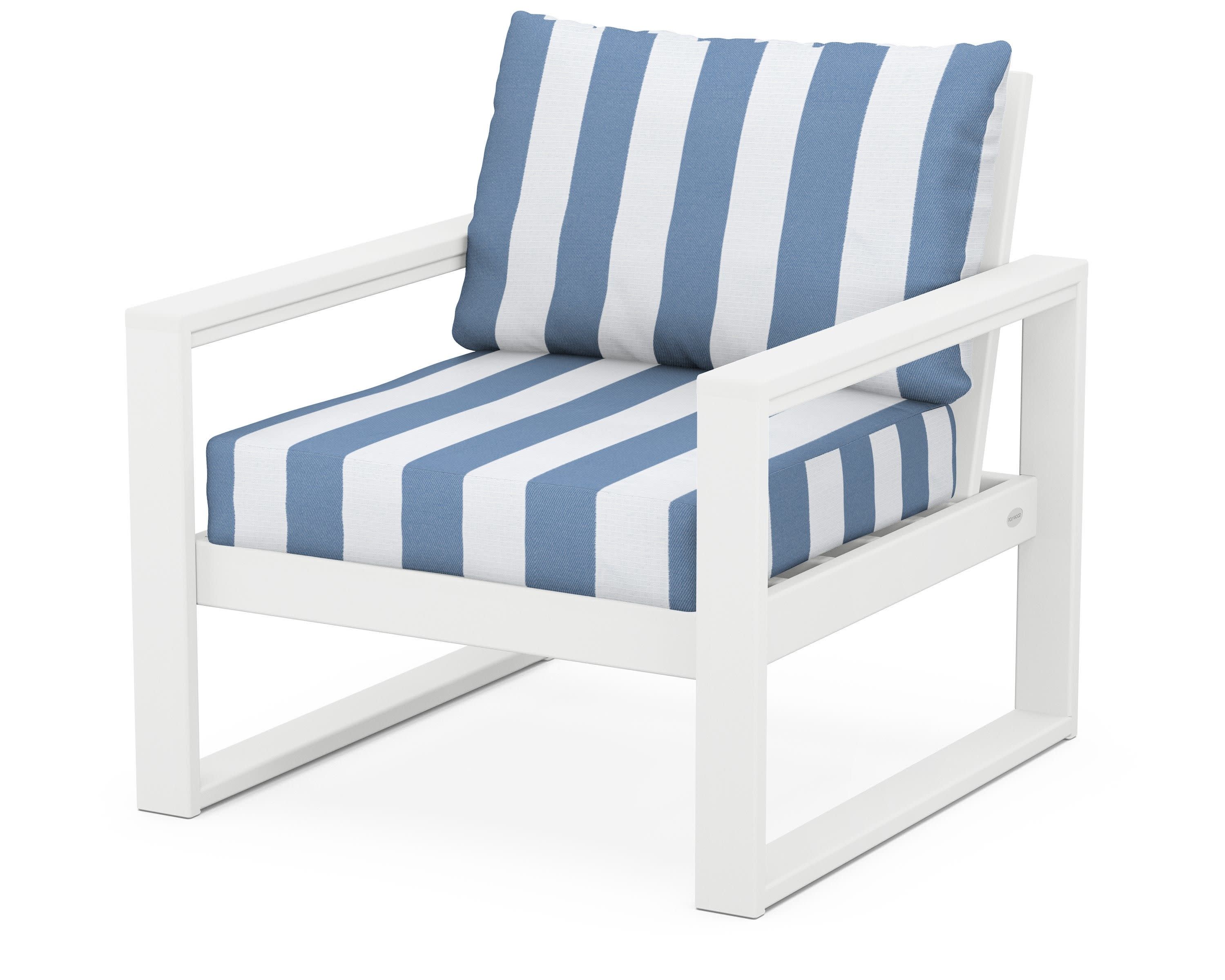 EDGE Club Chair in White / Cabana Stripe Sky Blue