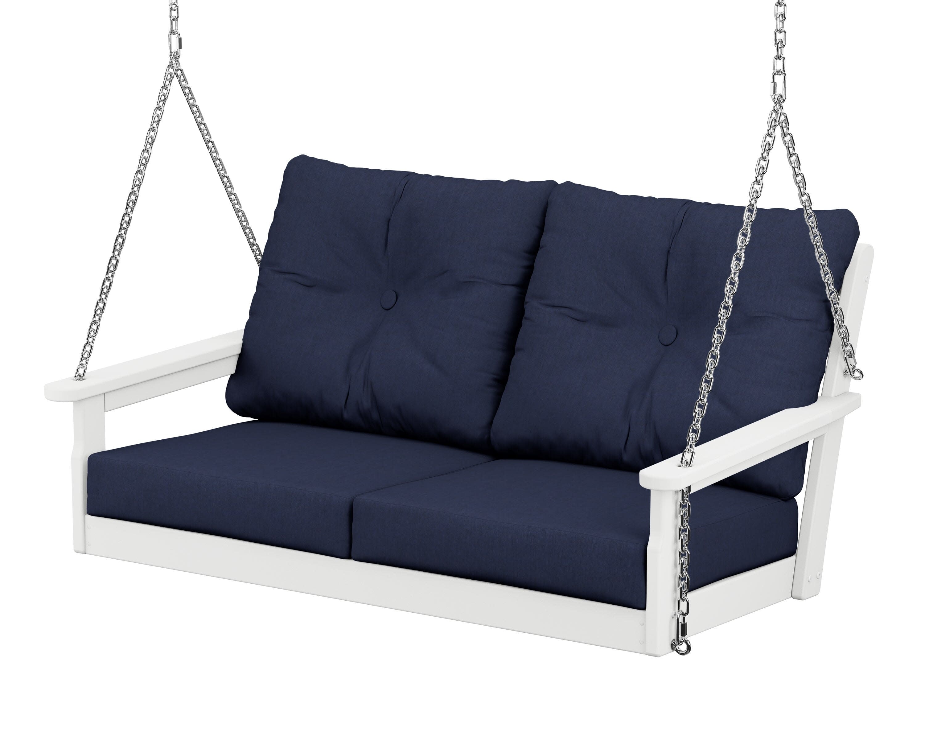 Vineyard Deep Seating Swing in White / Spectrum Indigo