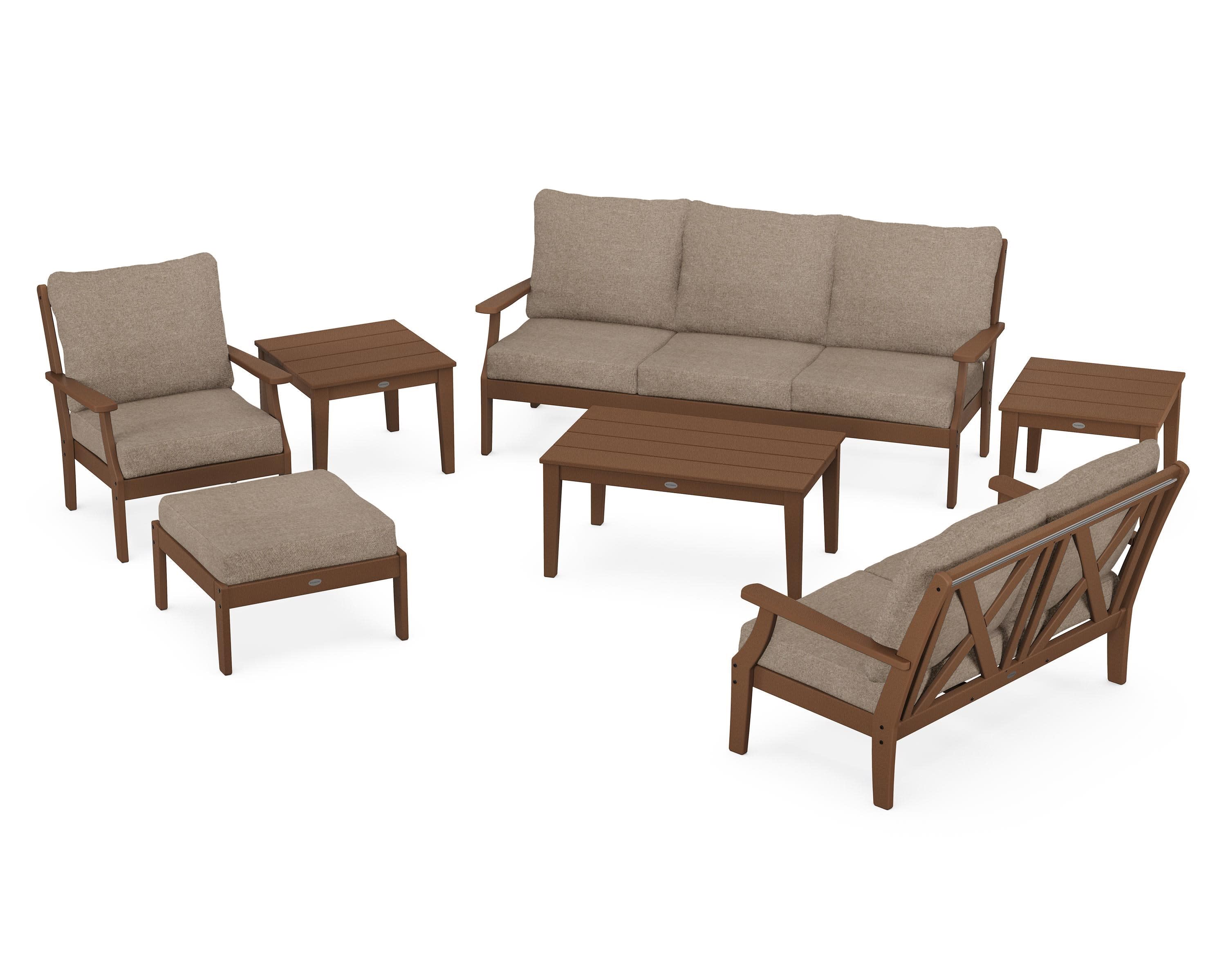 Braxton 7-Piece Deep Seating Set in Teak / Spiced Burlap