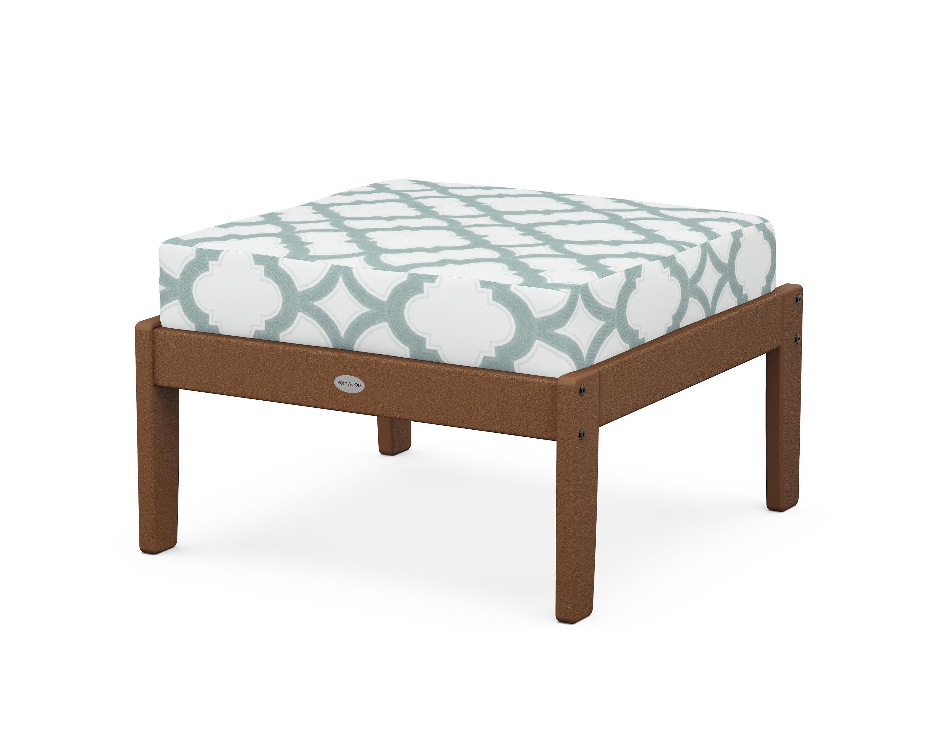 Braxton Deep Seating Ottoman in Teak / Trellis Glacier Spa