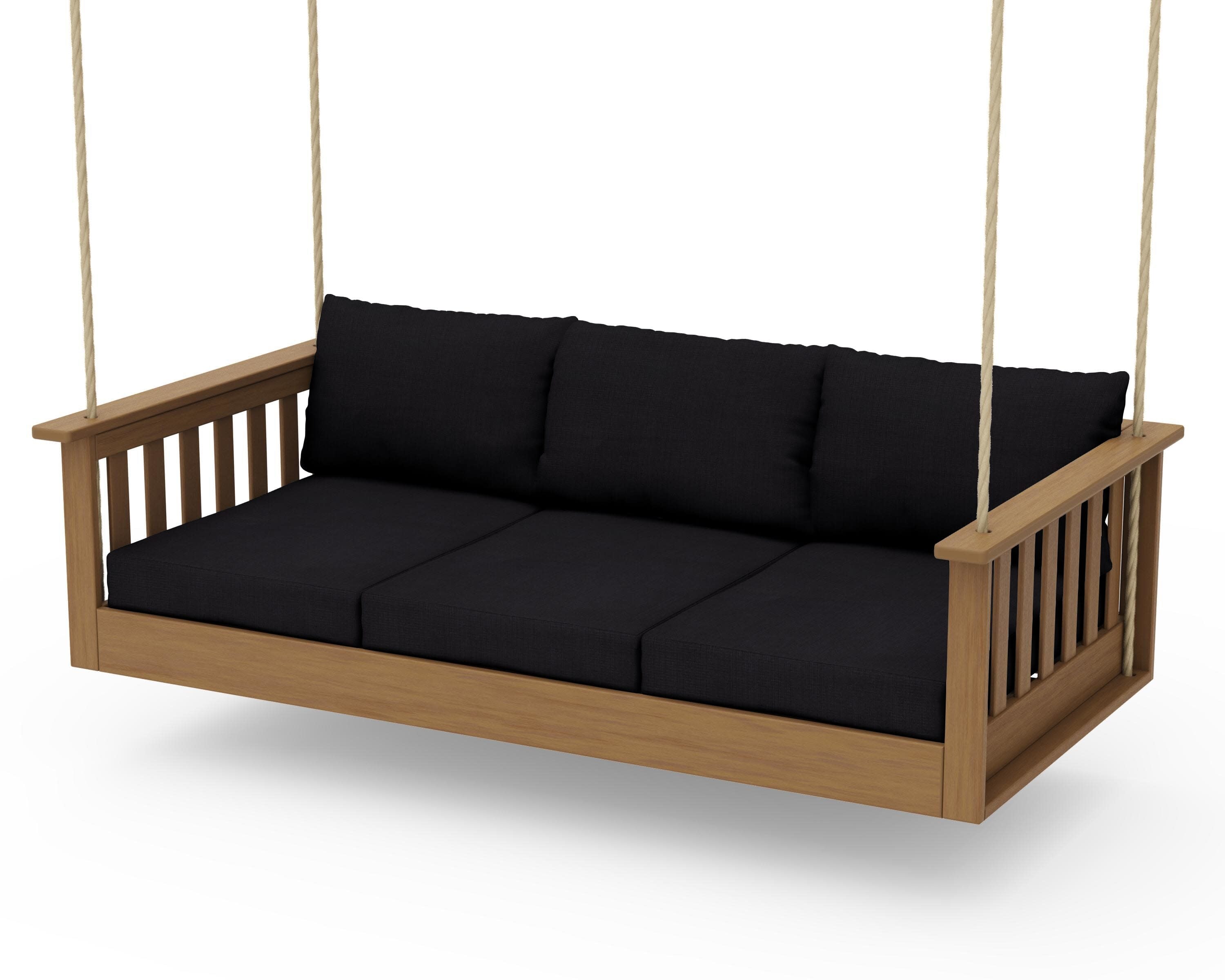 Vineyard Daybed Swing in Natural / Midnight Linen