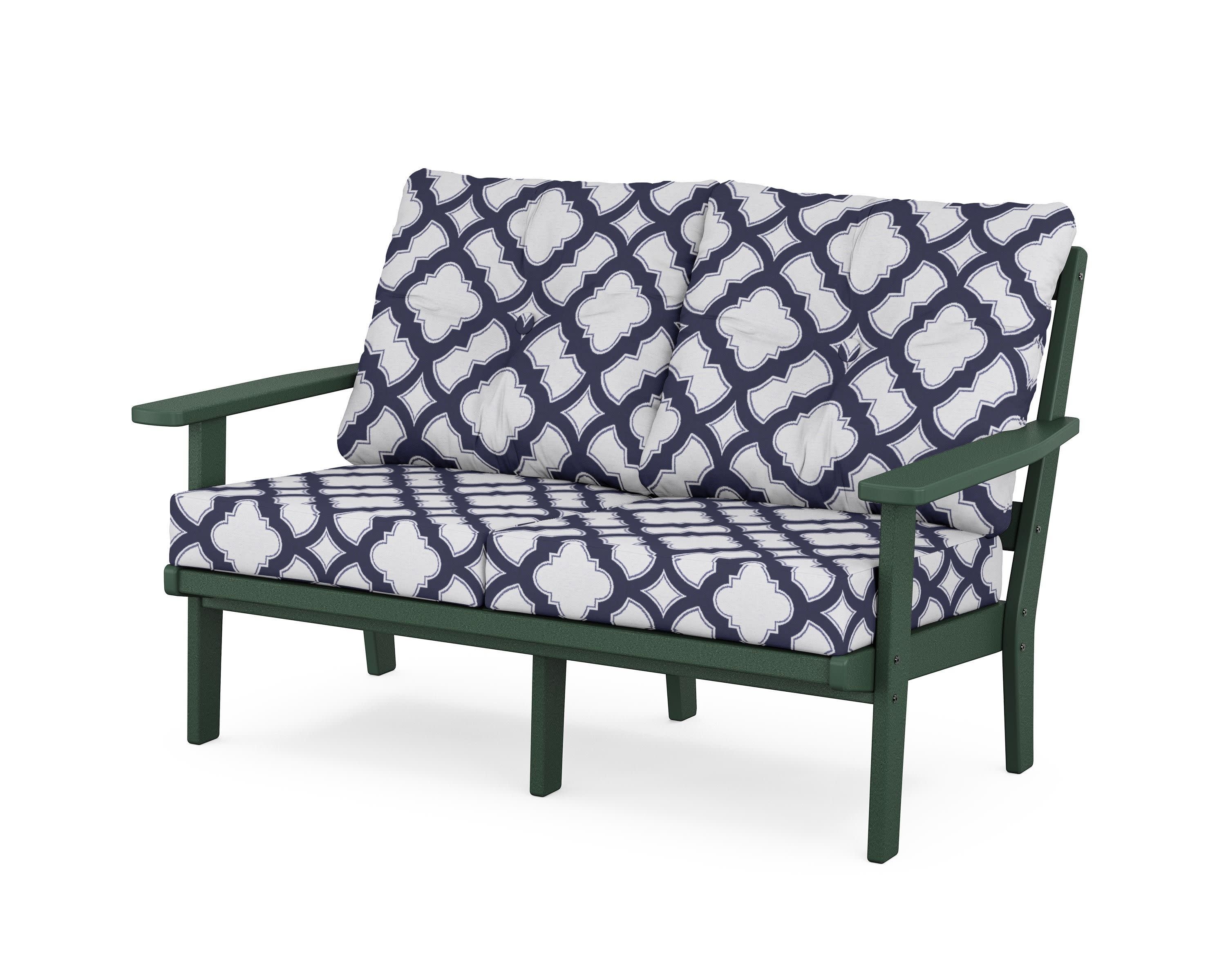 Oxford Deep SeatingLoveseat in Green / Trellis Navy