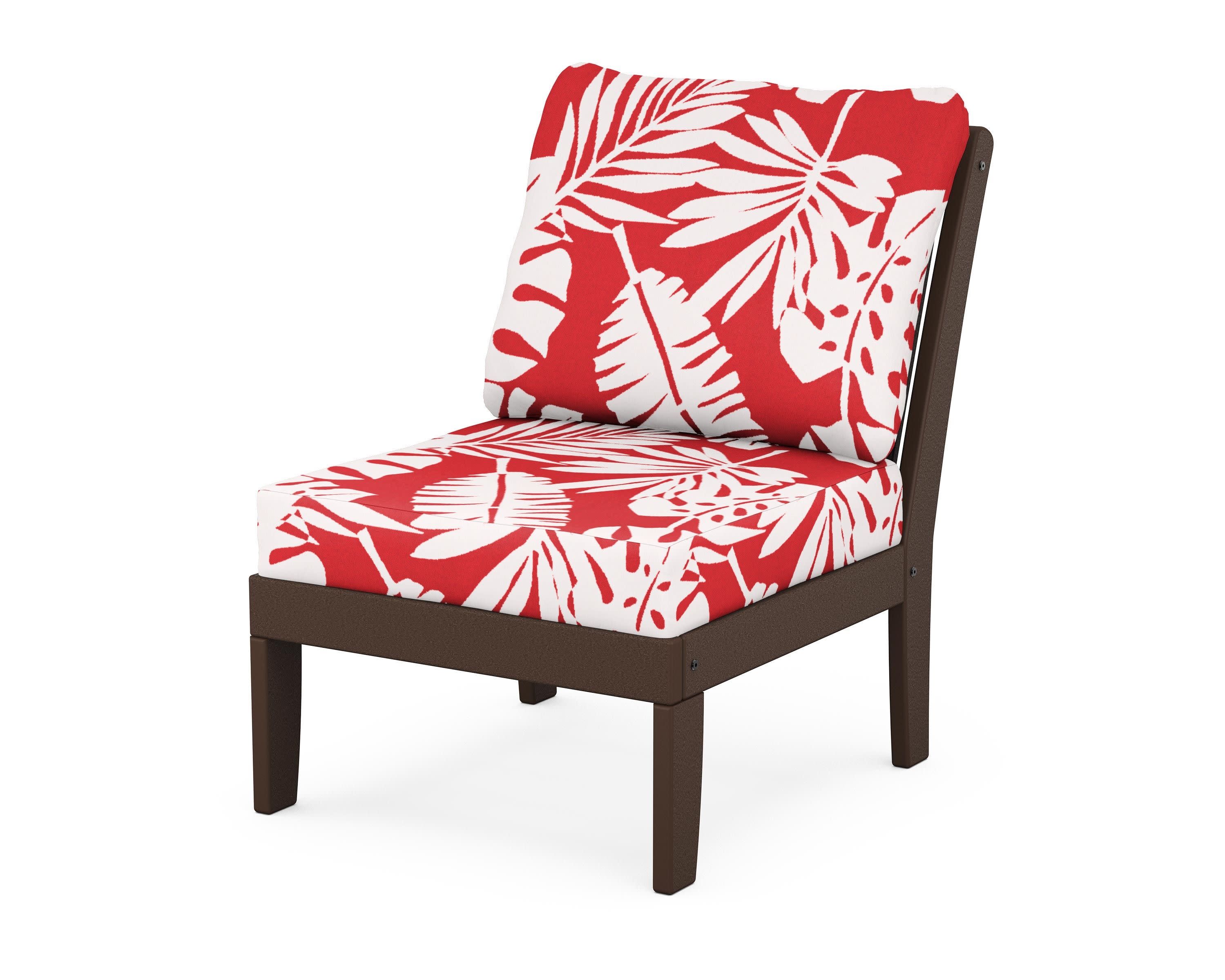 Braxton Modular Armless Chair in Mahogany / Leaf Crimson