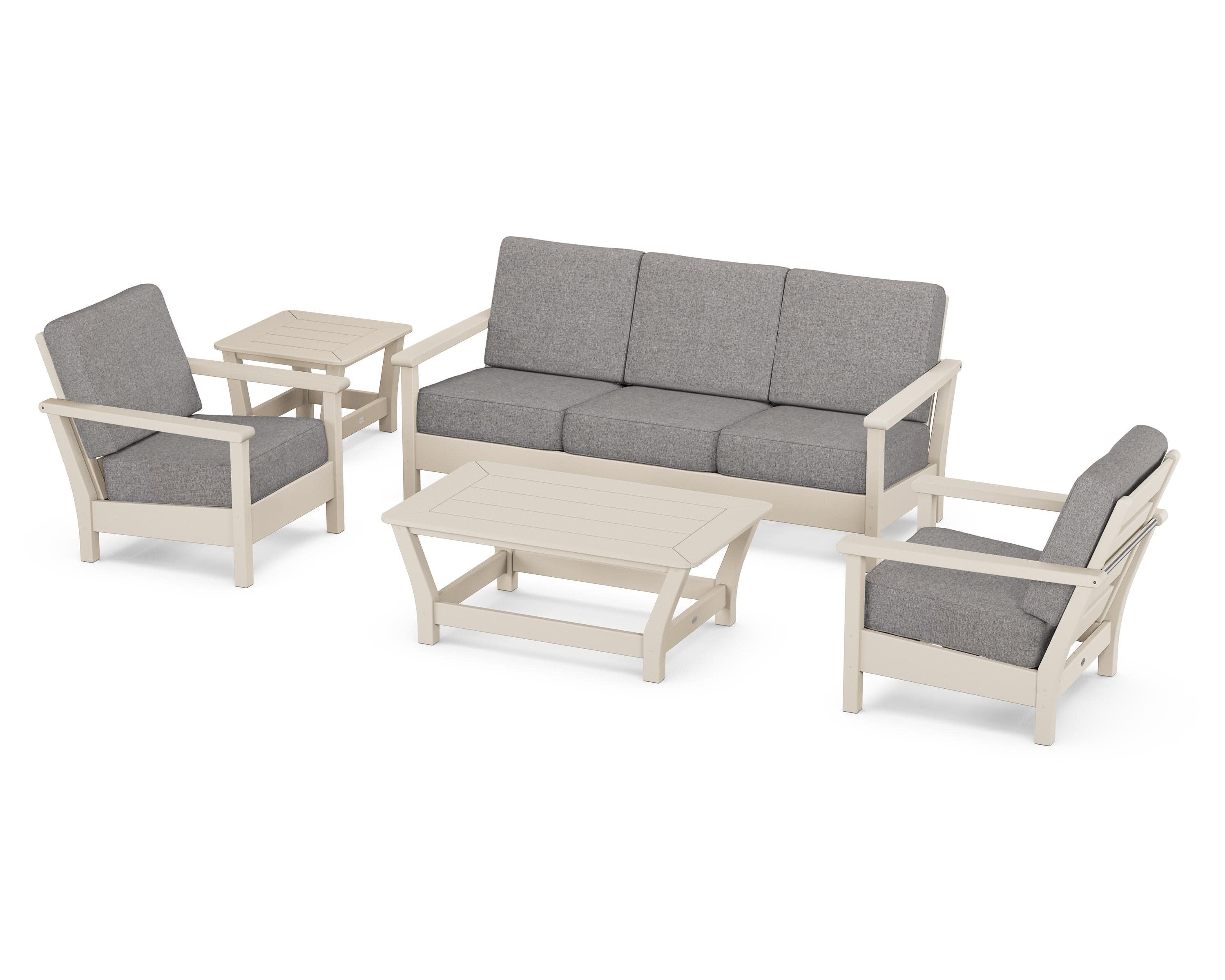 Harbour 5-Piece Deep Seating Set in Sand / Grey Mist