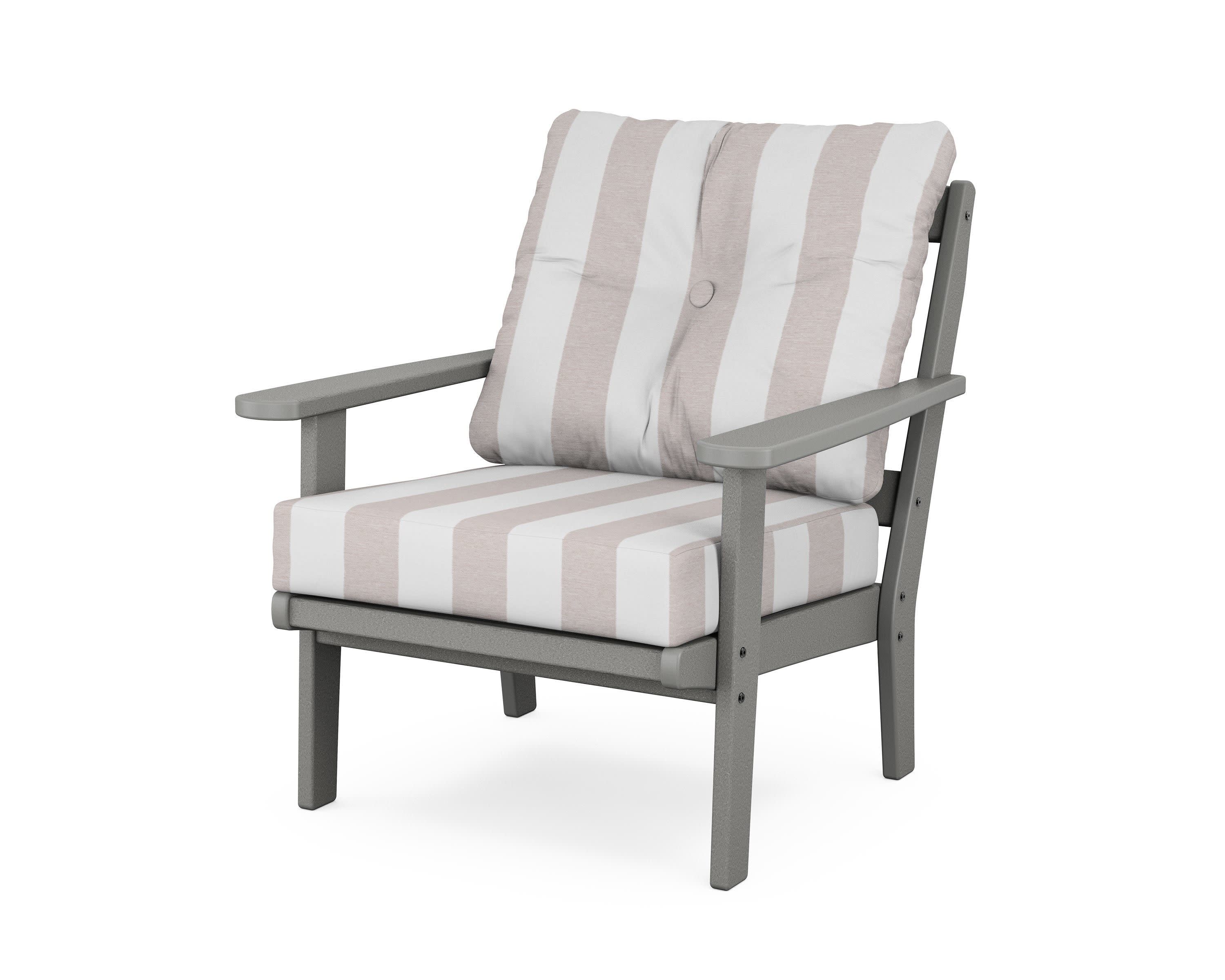 Mission Deep Seating Chair in Slate Grey / Cabana Stripe Dune Burlap