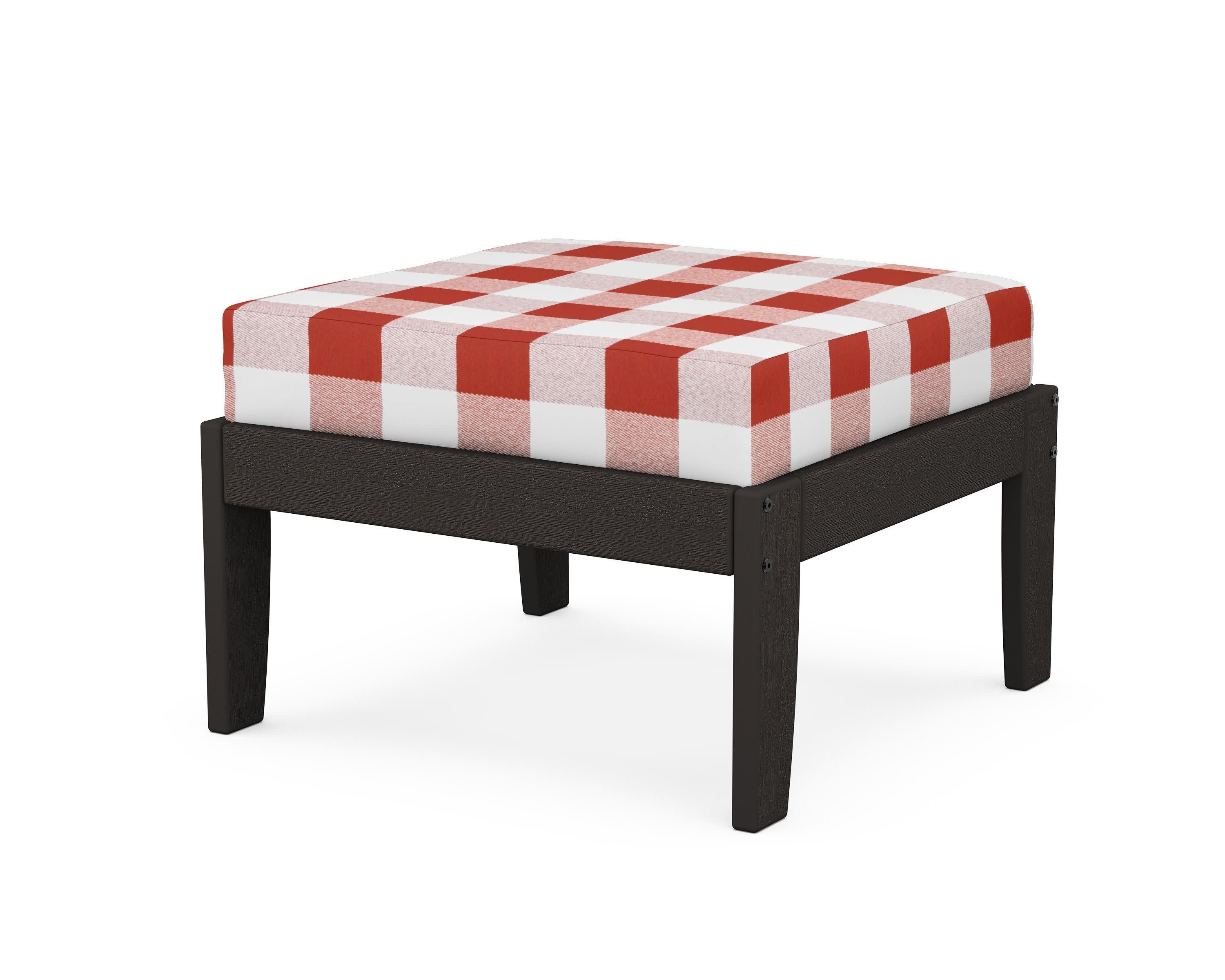 Modular Ottoman - Classic in Vintage Coffee / Buffalo Plaid Crimson