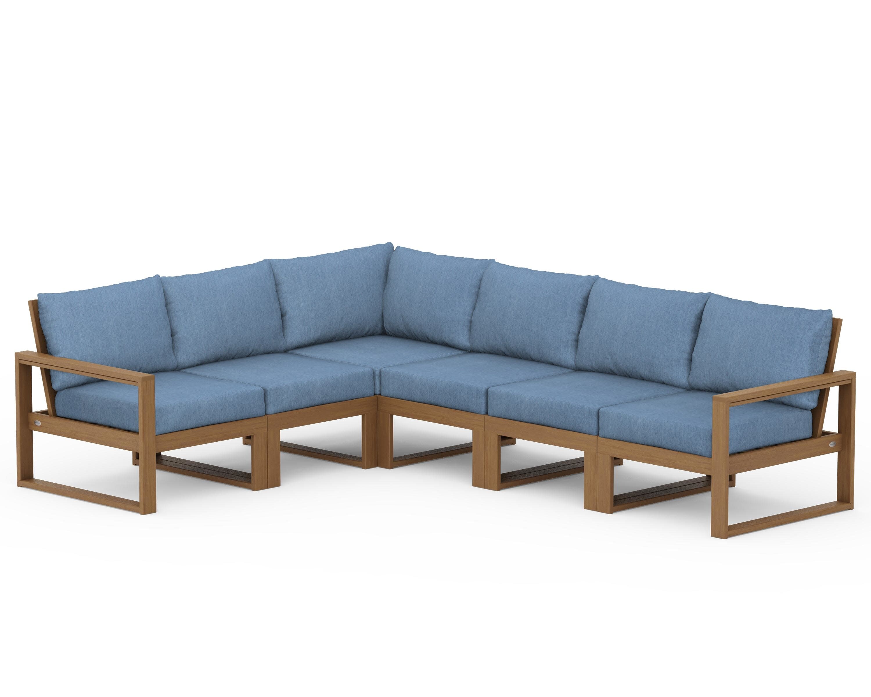 EDGE 6-Piece Modular Deep Seating Set in Natural / Sky Blue