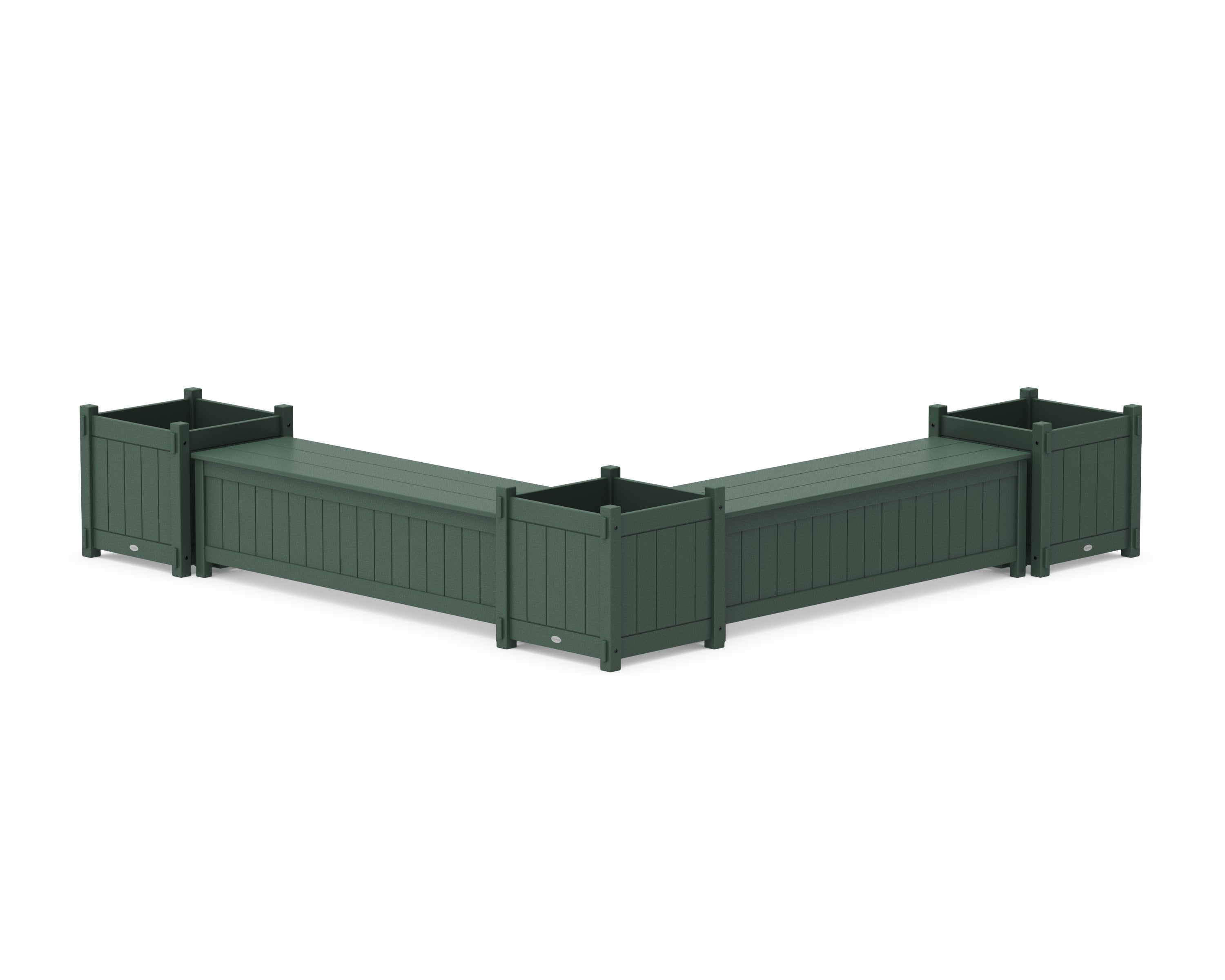 60" Vineyard L- Shaped Planter Storage Bench Corner Set- Large in Green