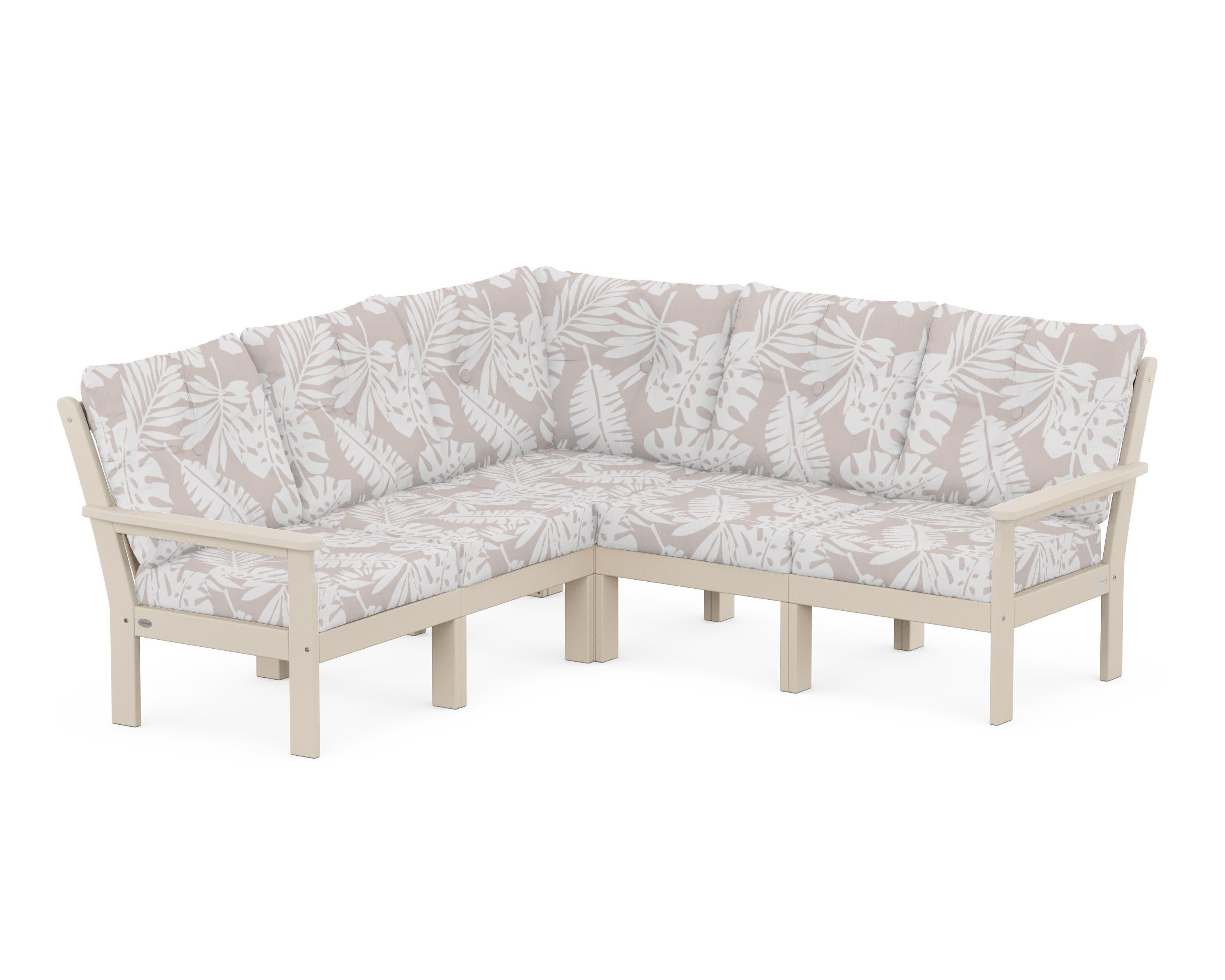 Vineyard 5-Piece Sectional in Sand / Leaf Dune Burlap