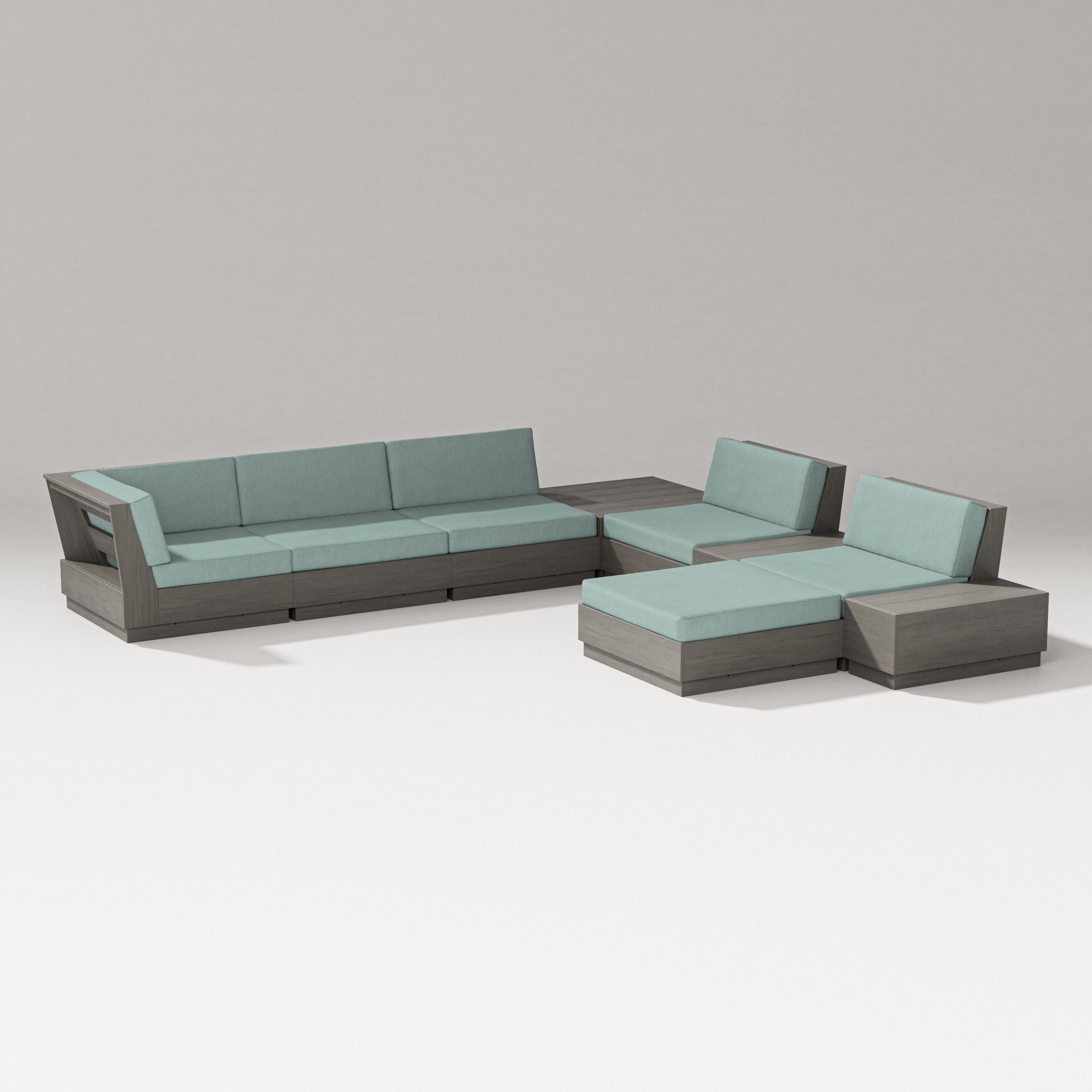 Elevate 9-Piece Conversation Sectional in Driftwood / Glacier Spa
