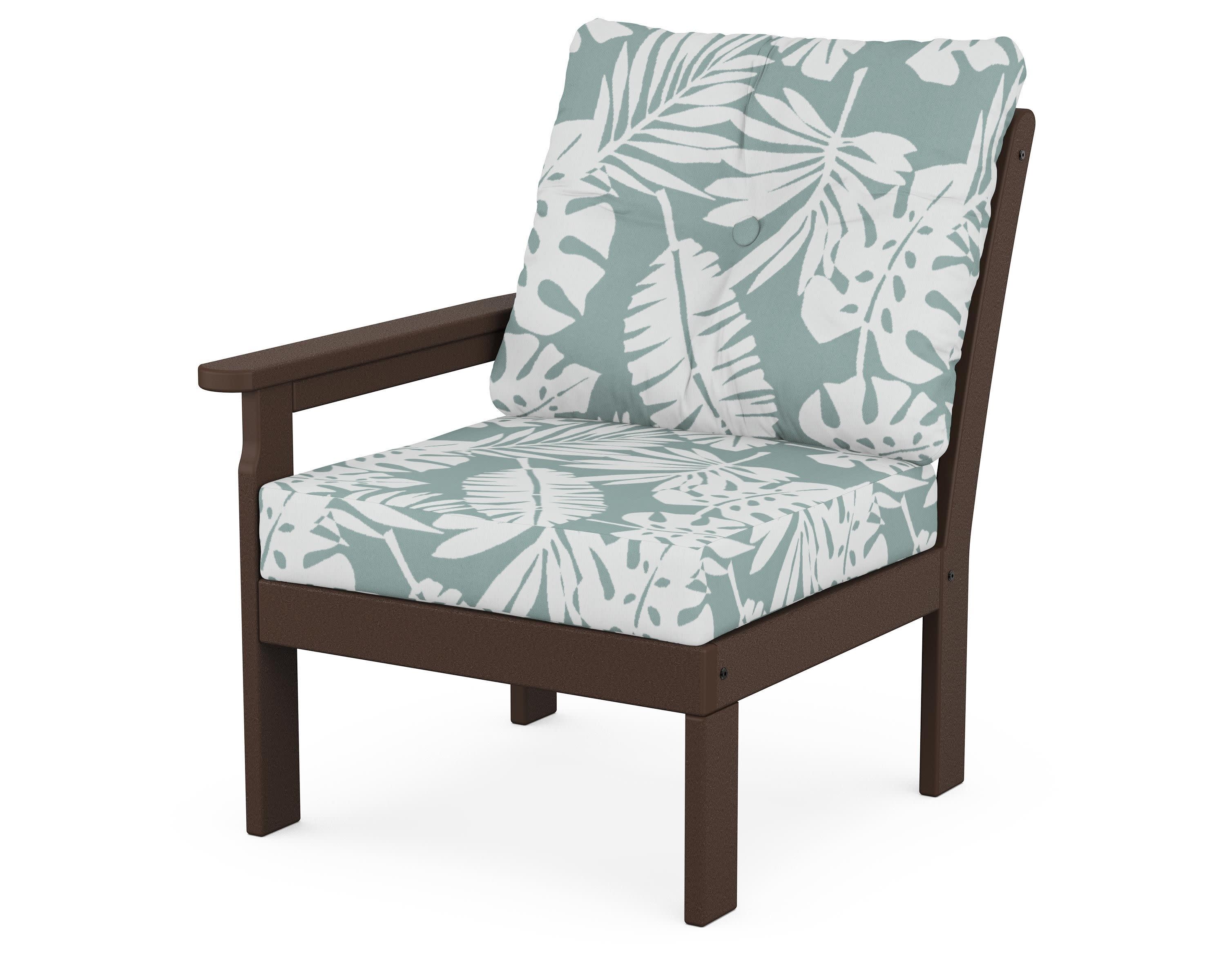 Vineyard Modular Left Arm Chair in Mahogany / Leaf Glacier Spa