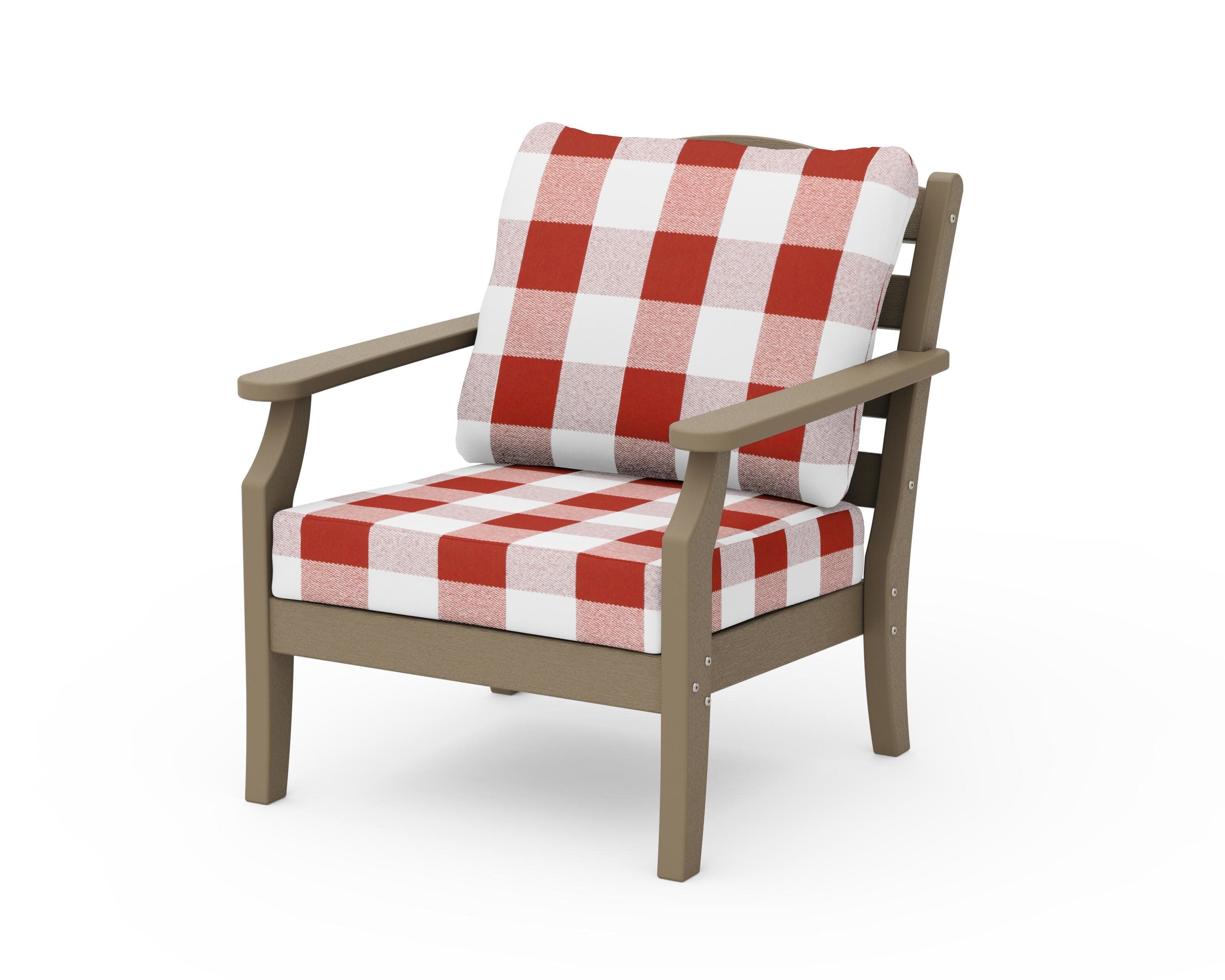 Savannah Deep Seating Chair in Vintage Sahara / Buffalo Plaid Crimson