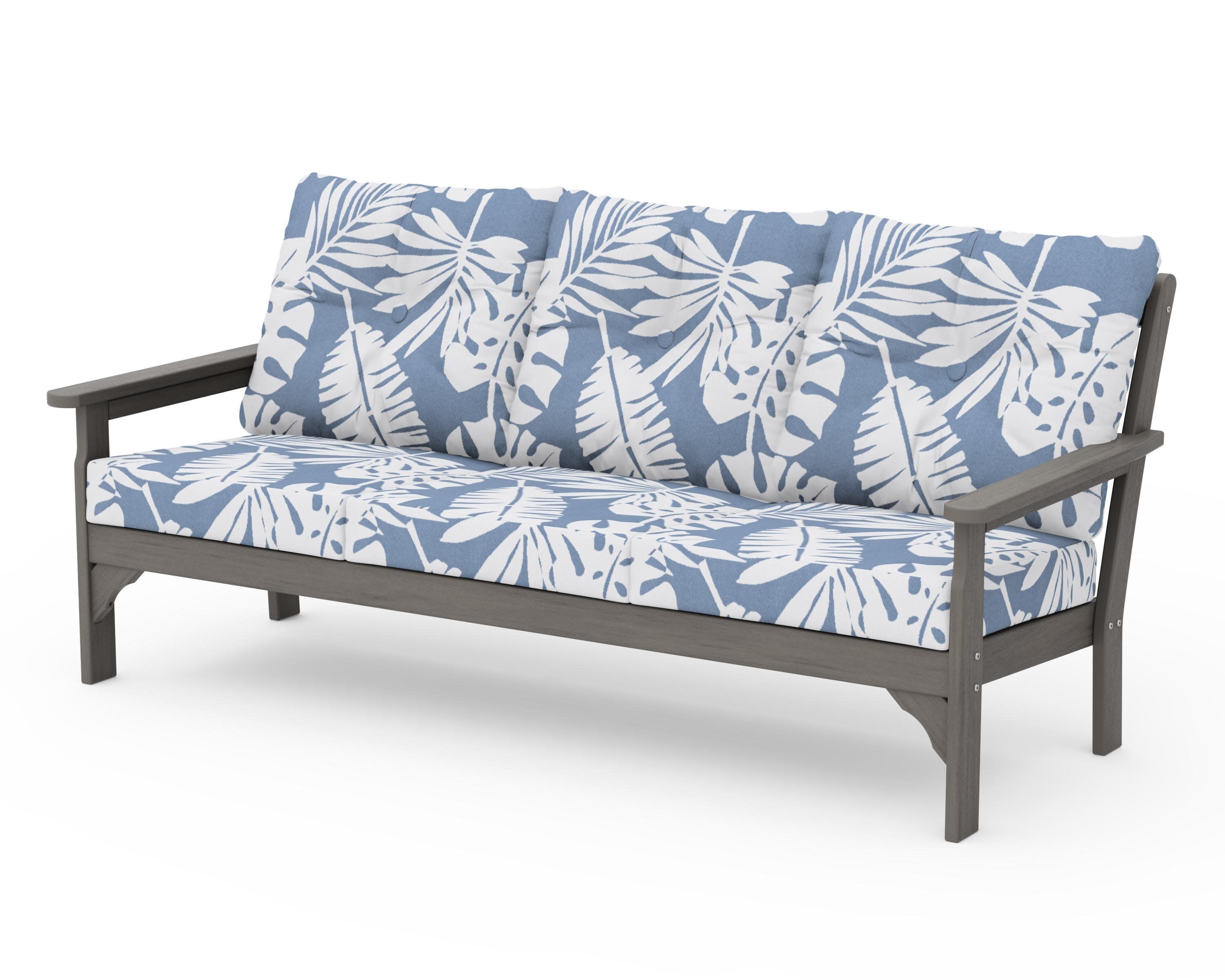 Vineyard Deep Seating Sofa in Driftwood / Leaf Sky Blue