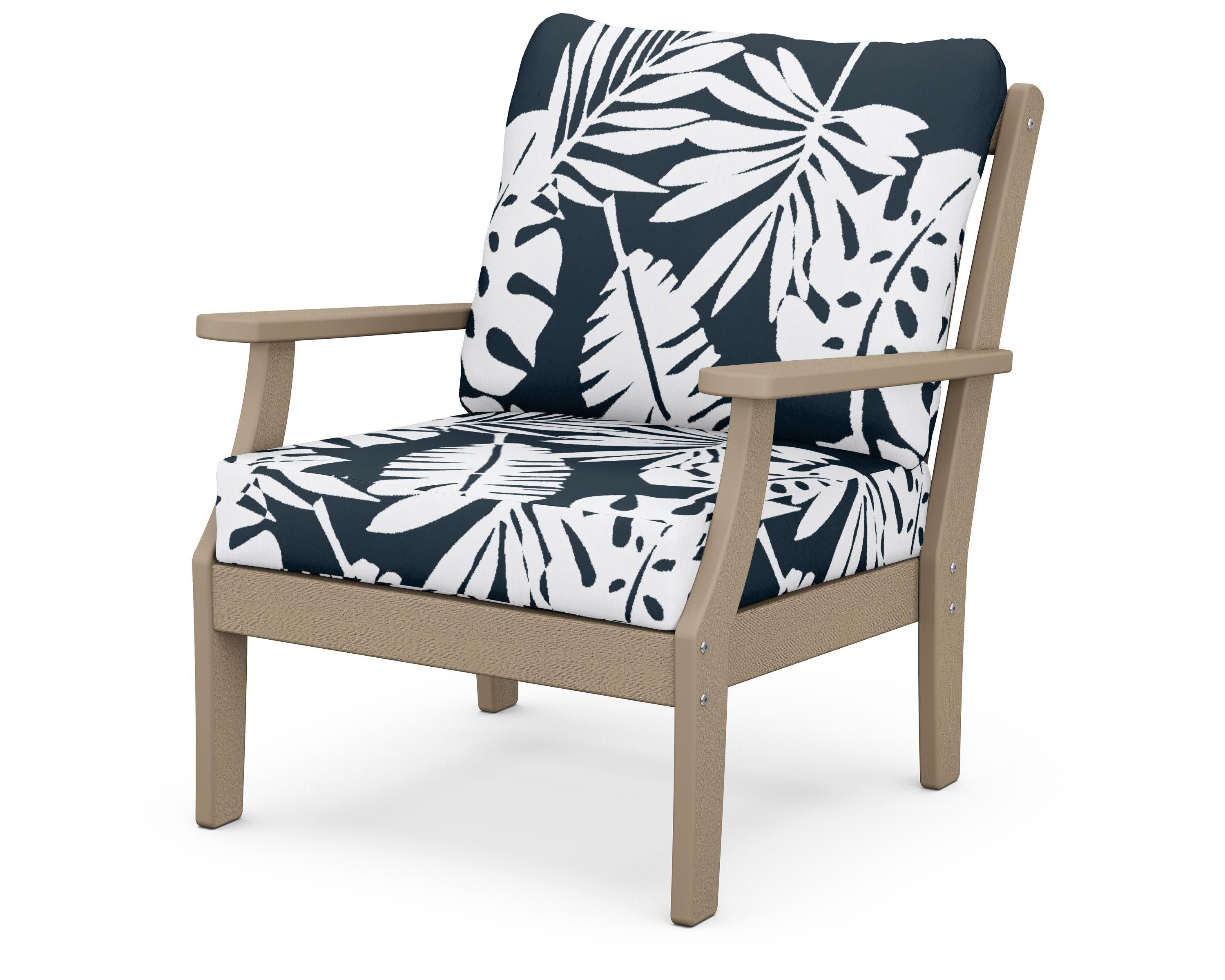 Braxton Deep Seating Chair in Vintage Sahara / Leaf Marine Indigo
