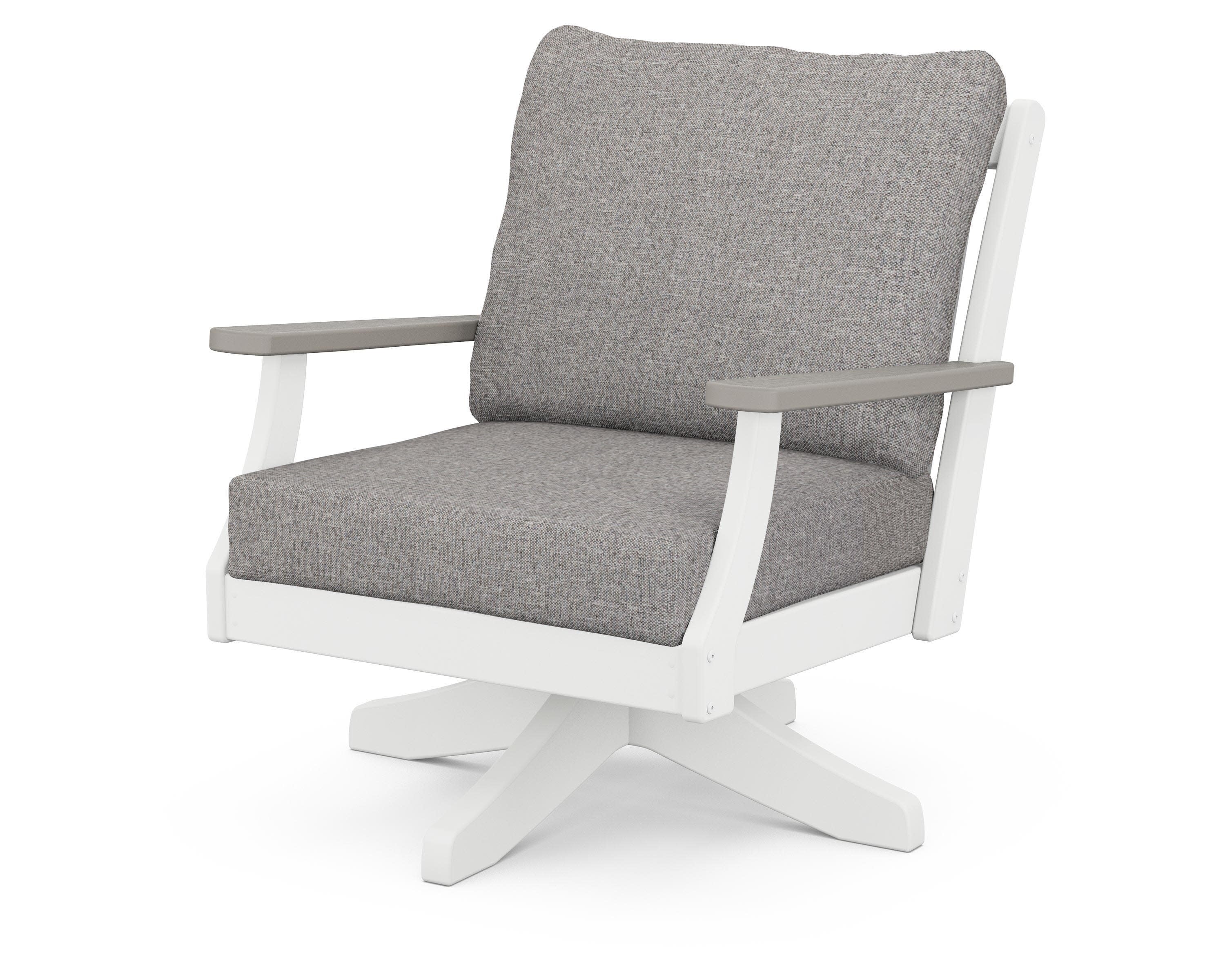 Braxton Deep Seating Swivel Chair in White / Driftwood / Grey Mist