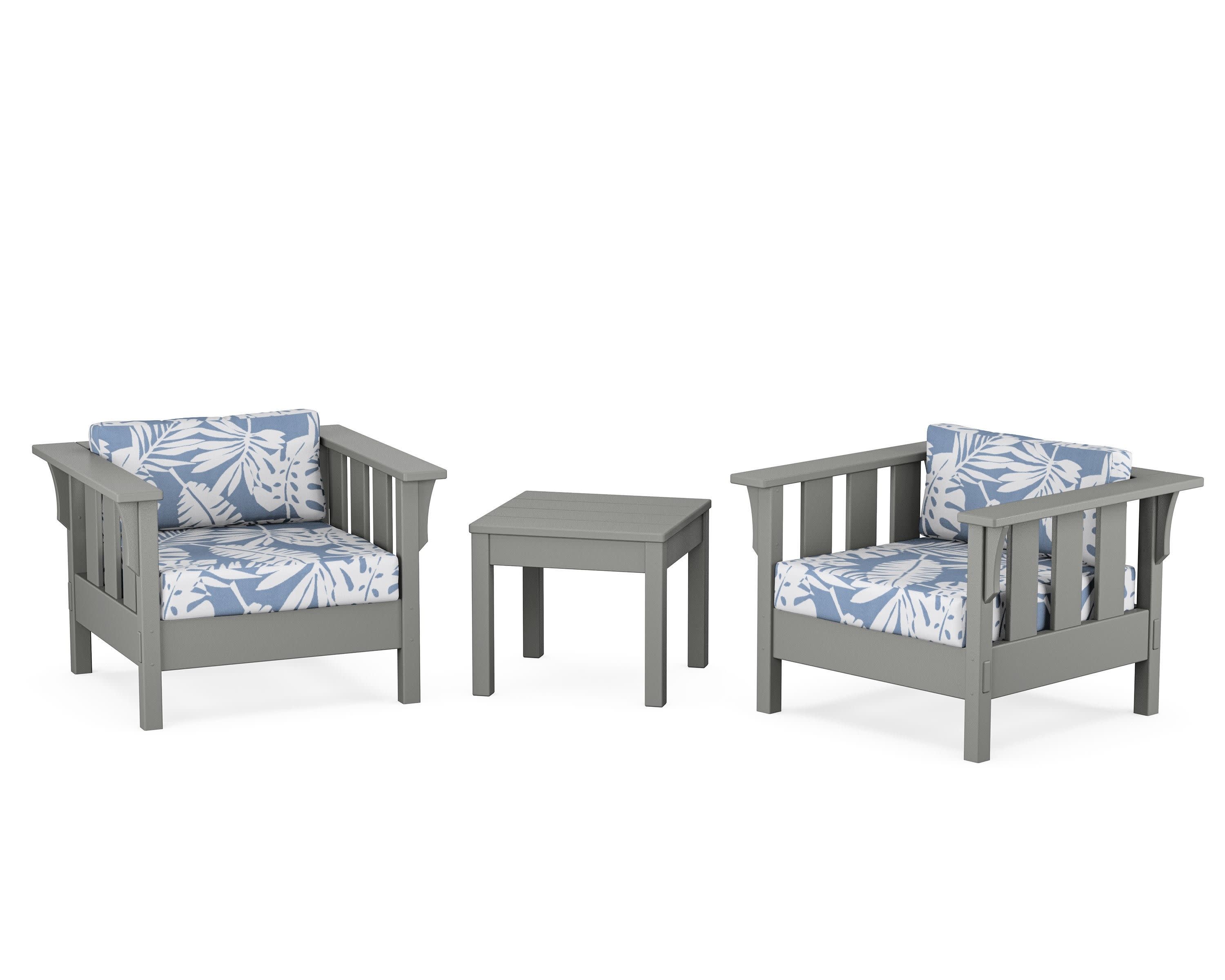 Acadia 3-Piece Deep Seating Set in Slate Grey / Leaf Sky Blue