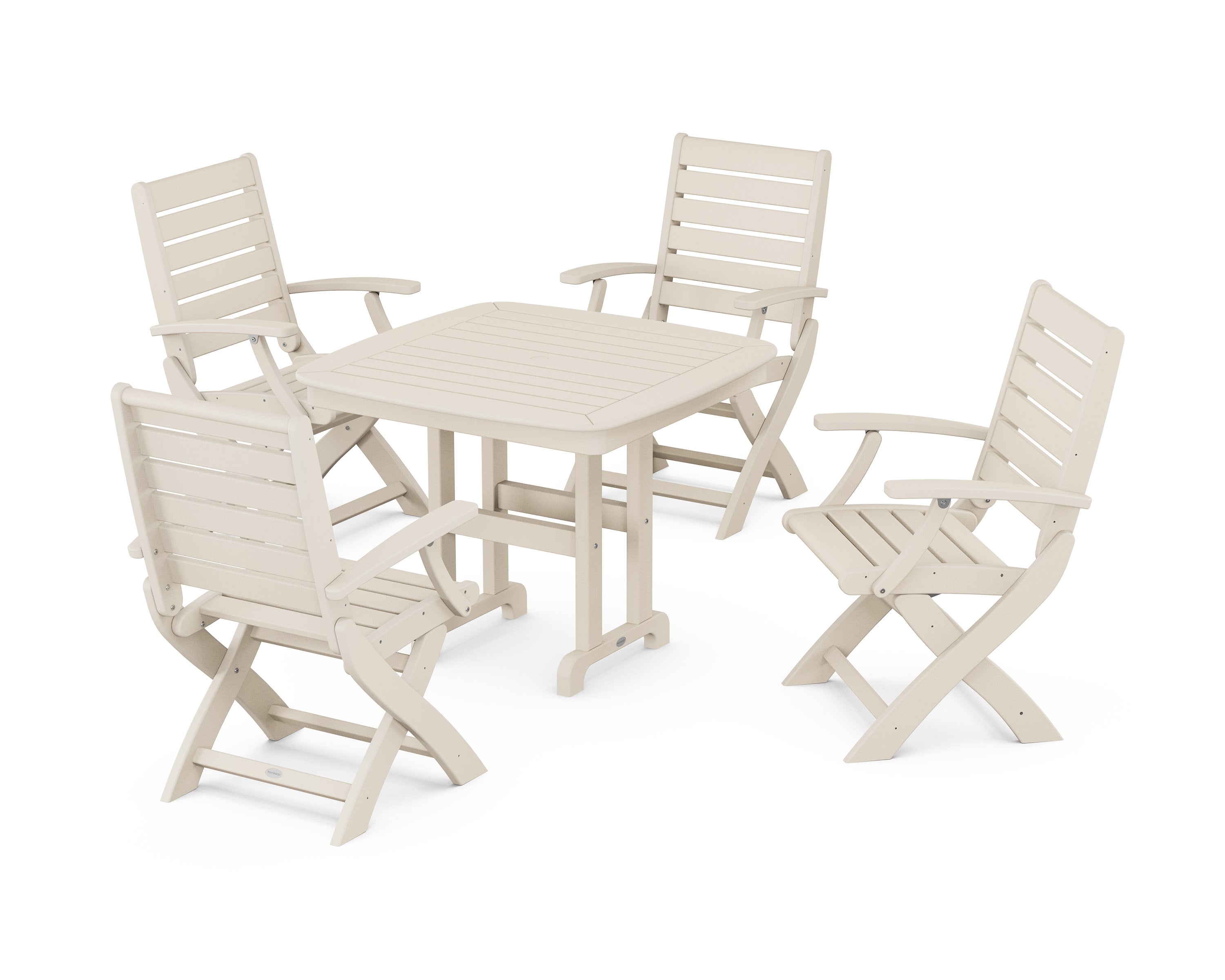 Signature Folding Chair 5-Piece Dining Set in Sand