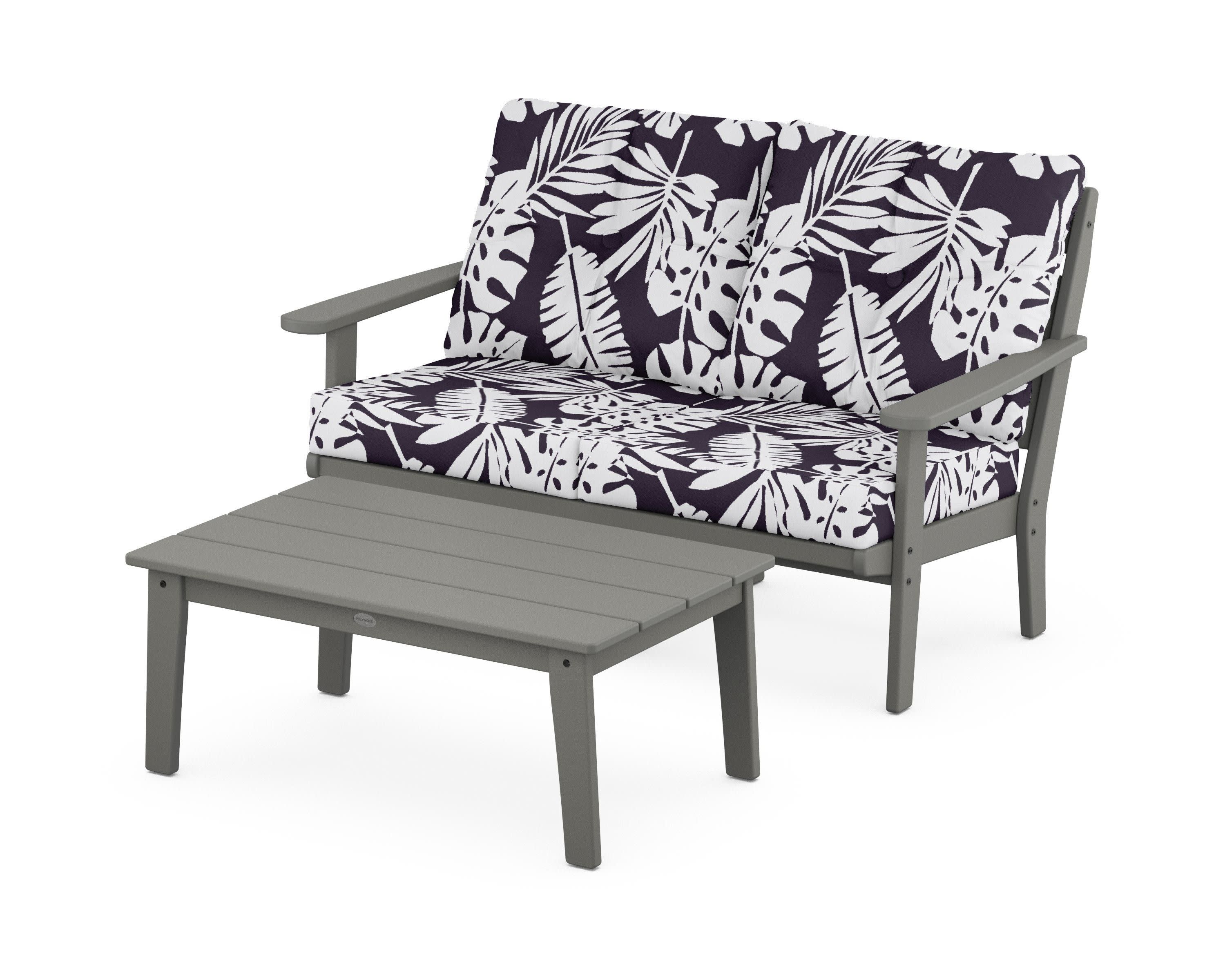 Lakeside 2-Piece Lounge Loveseat Set in Slate Grey / Leaf Navy