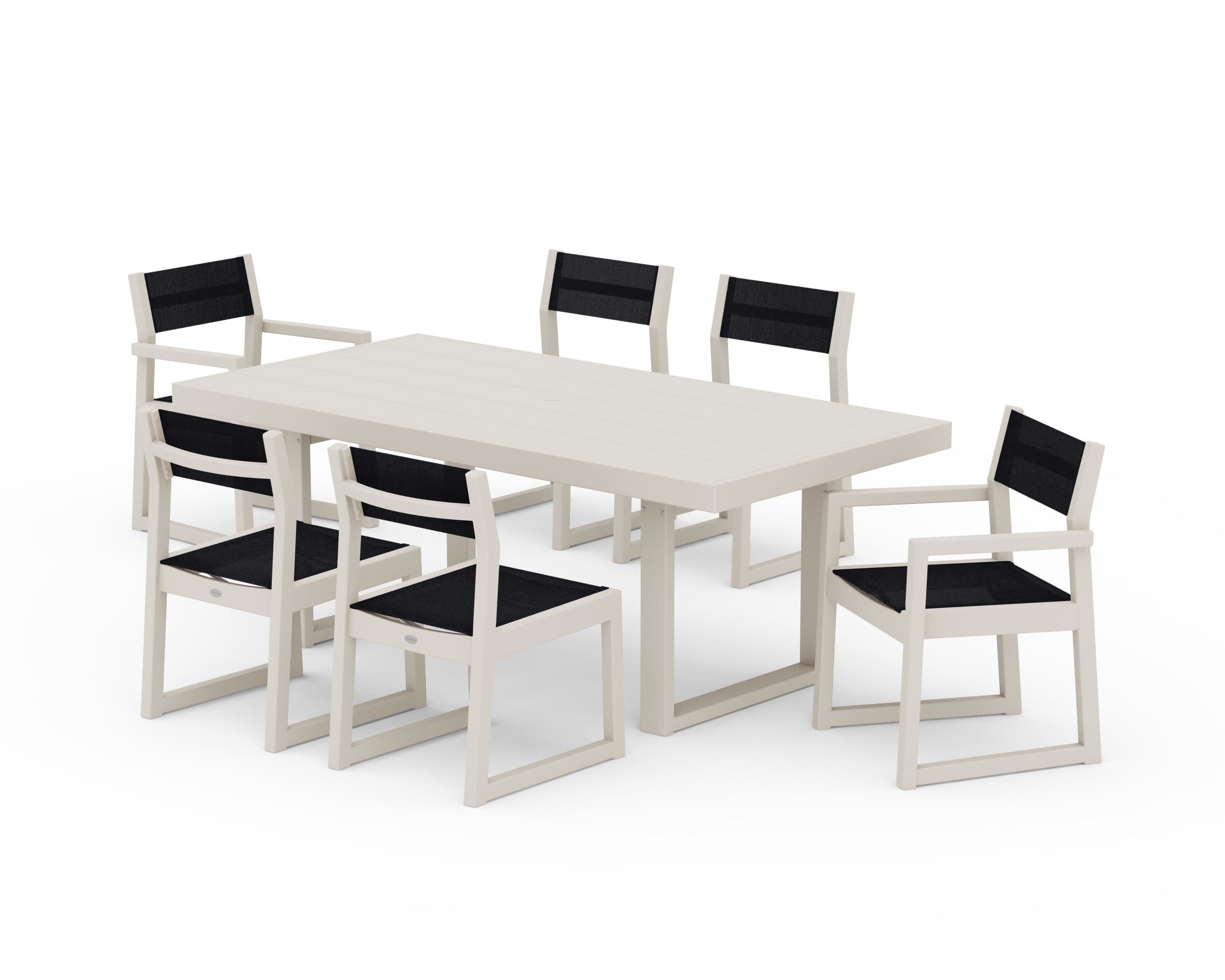 EDGE Sling 7-Piece Dining Set in Sand / Black Sling