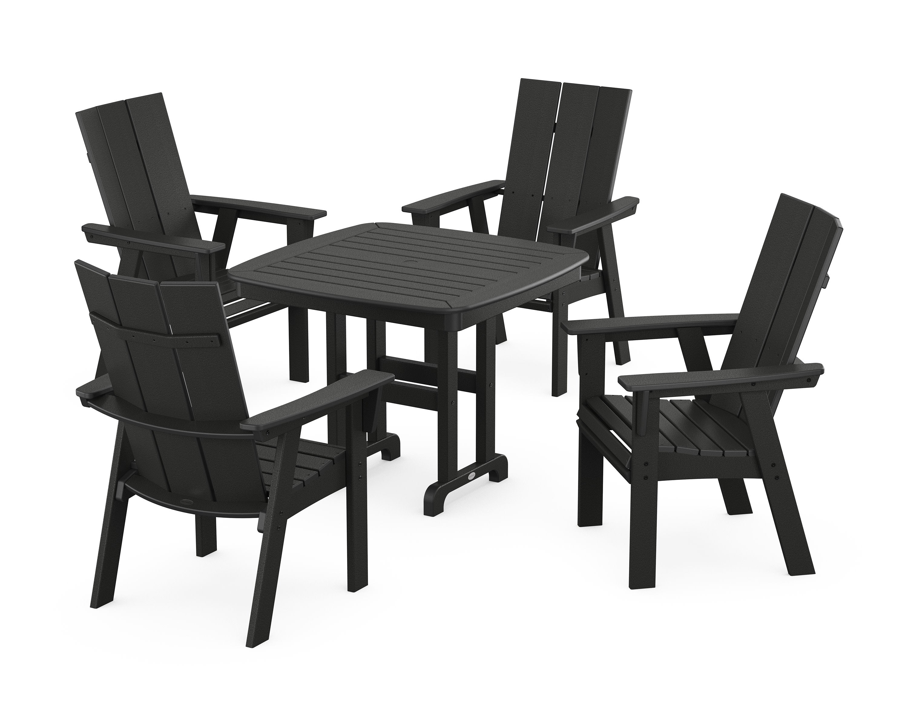 Modern Curveback Adirondack 5-Piece Dining Set in Black