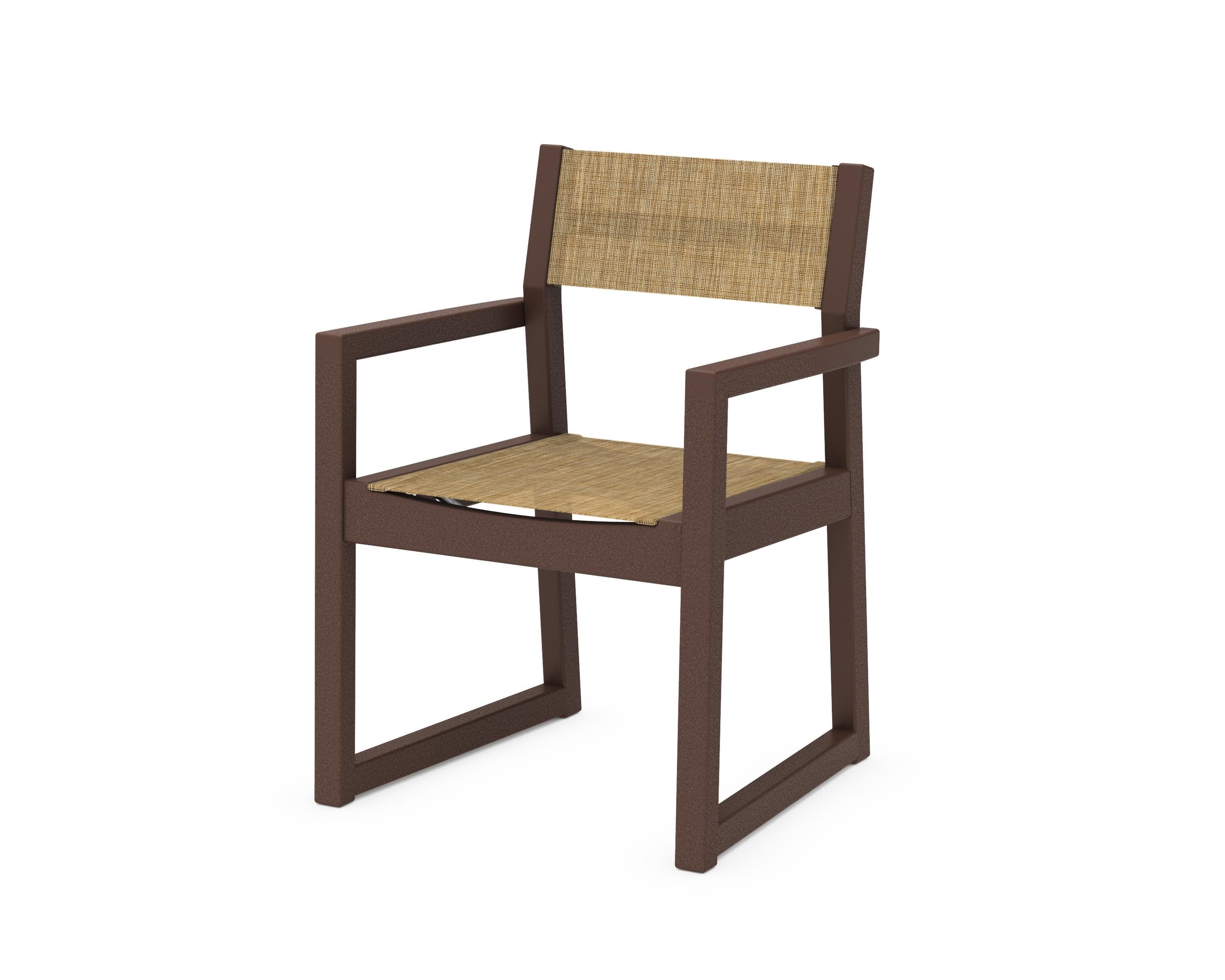 EDGE Sling Dining Arm Chair in Mahogany / Burlap Sling