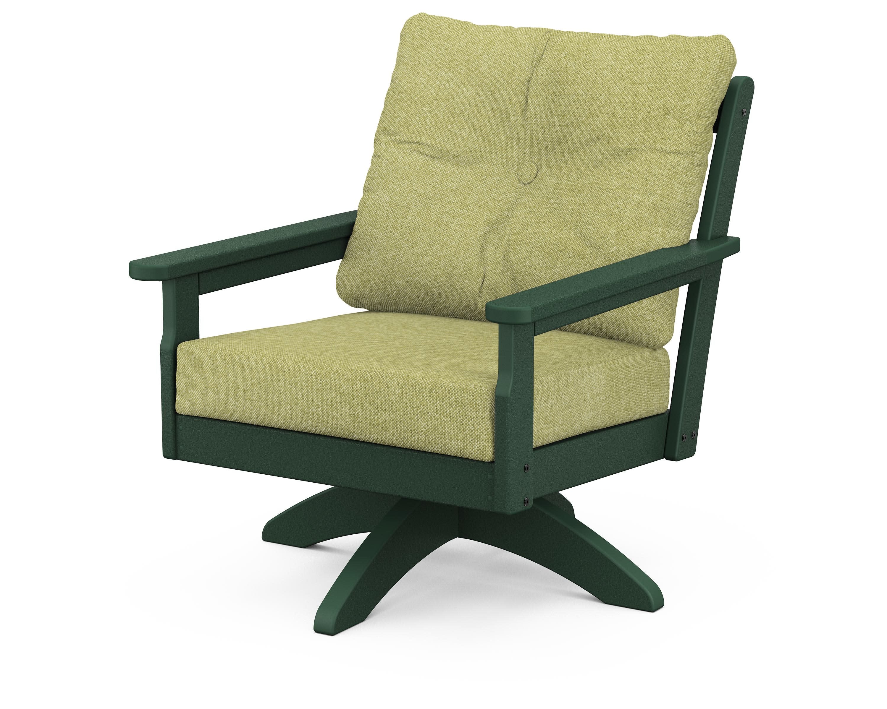 Vineyard Deep Seating Swivel Chair in Green / Chartreuse Boucle