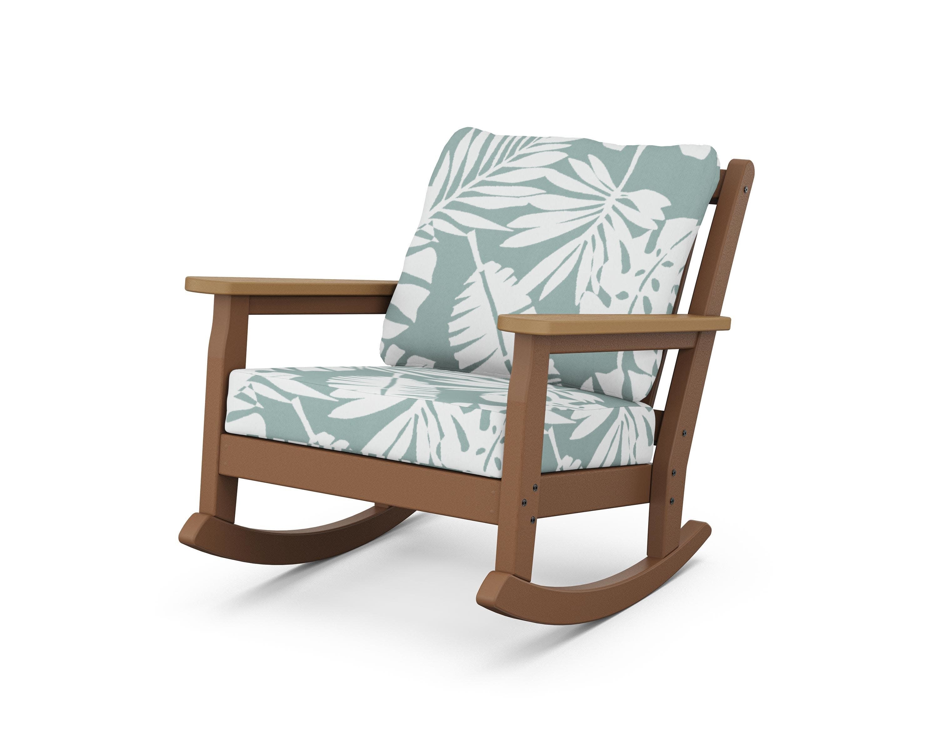 Chippendale Deep Seating Rocking Chair in Teak / Natural / Leaf Glacier Spa