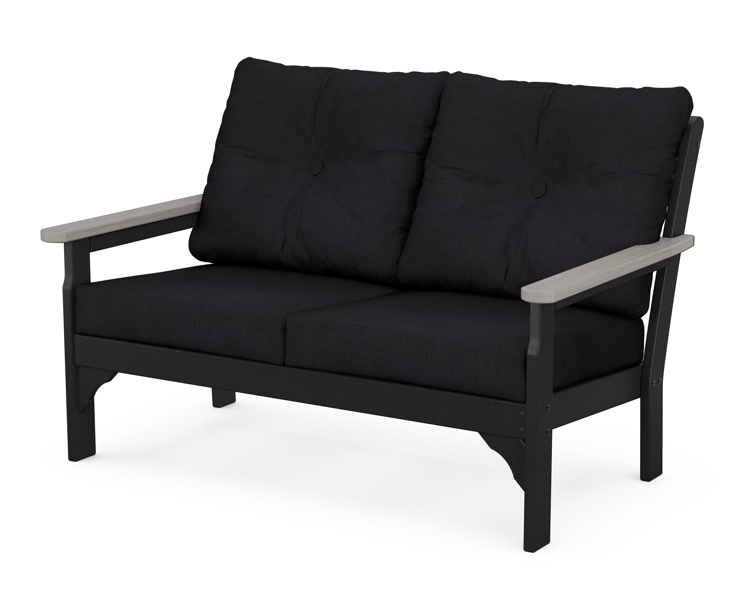 Vineyard Deep Seating Loveseat in Black / Driftwood / Midnight Linen