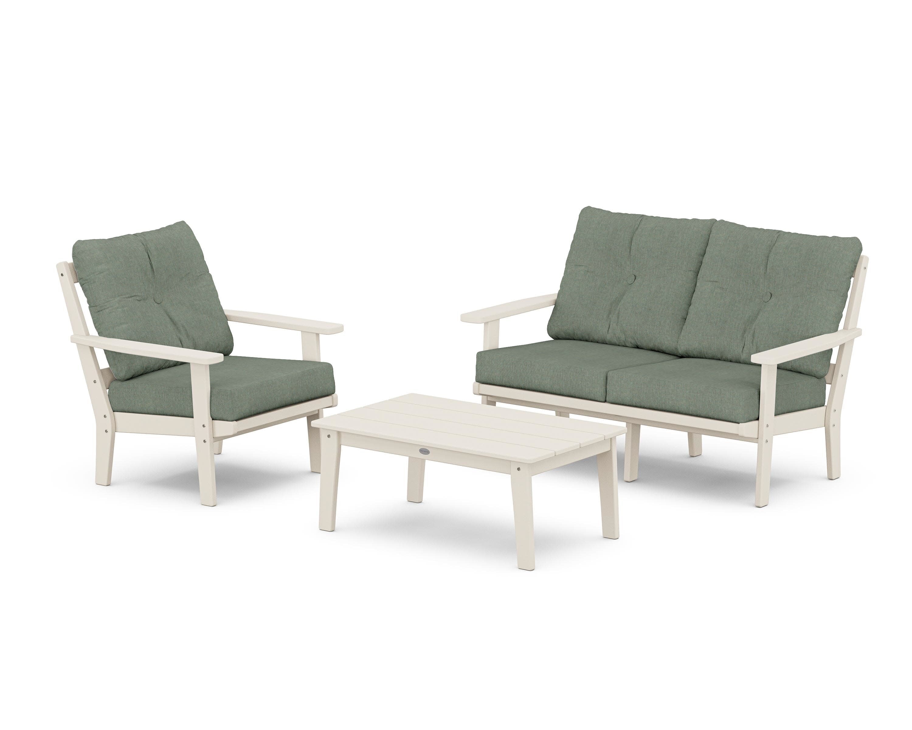 Prairie 3-Piece Deep Seating Set with Loveseat in Sand / Cast Sage