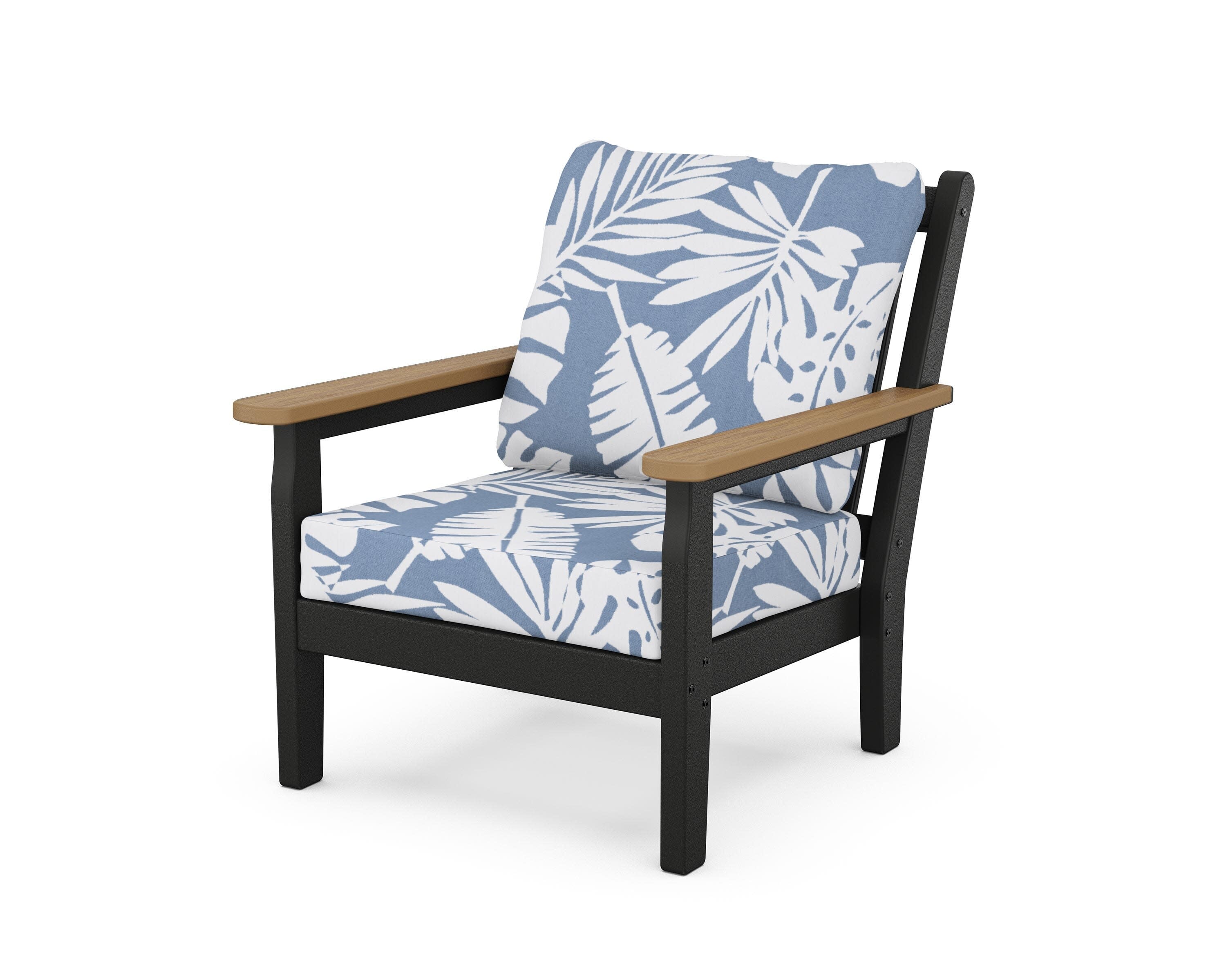 Chippendale Deep Seating Chair in Black / Natural / Leaf Sky Blue