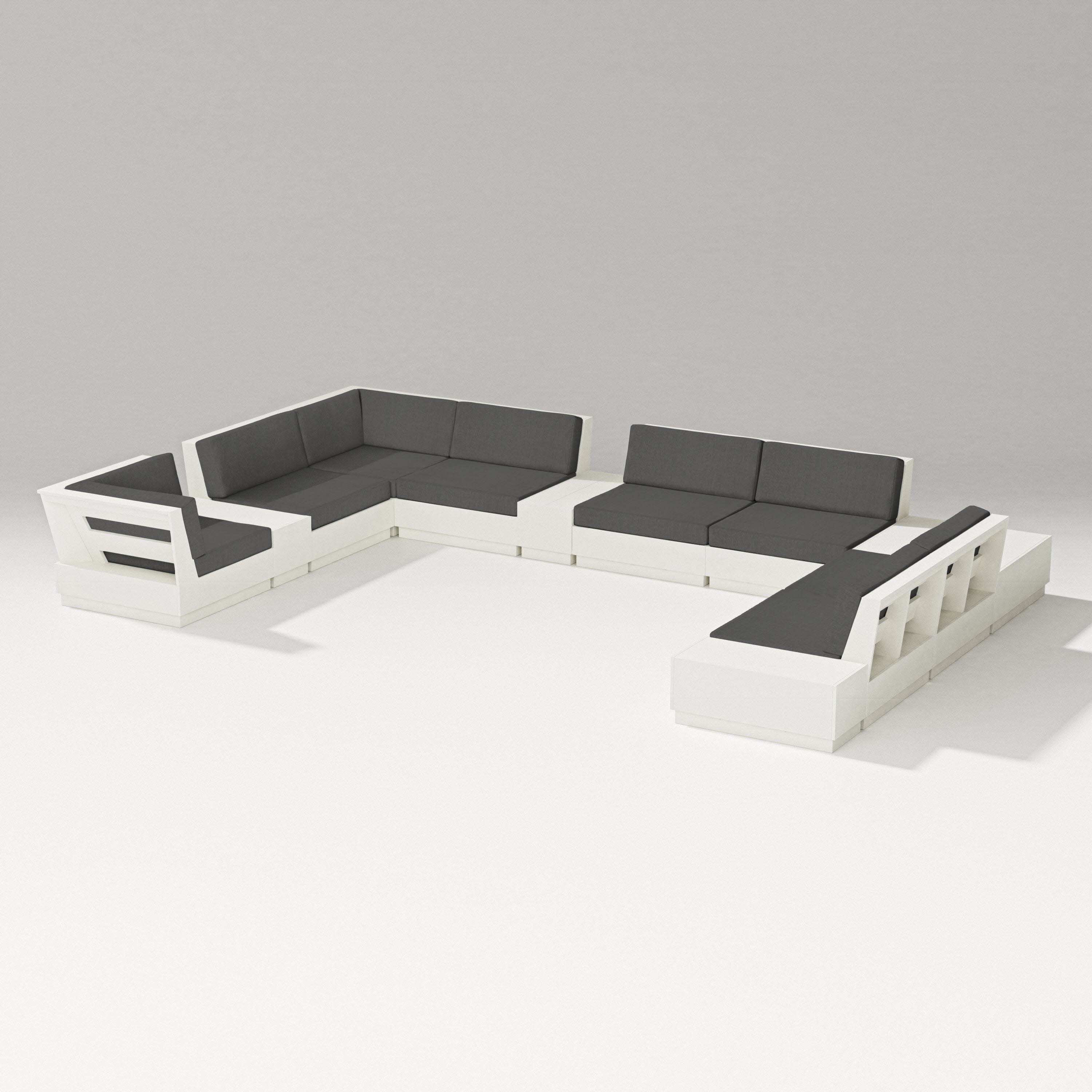 Elevate 12-Piece Conversation Sectional Set in Vintage White / Spectrum Carbon