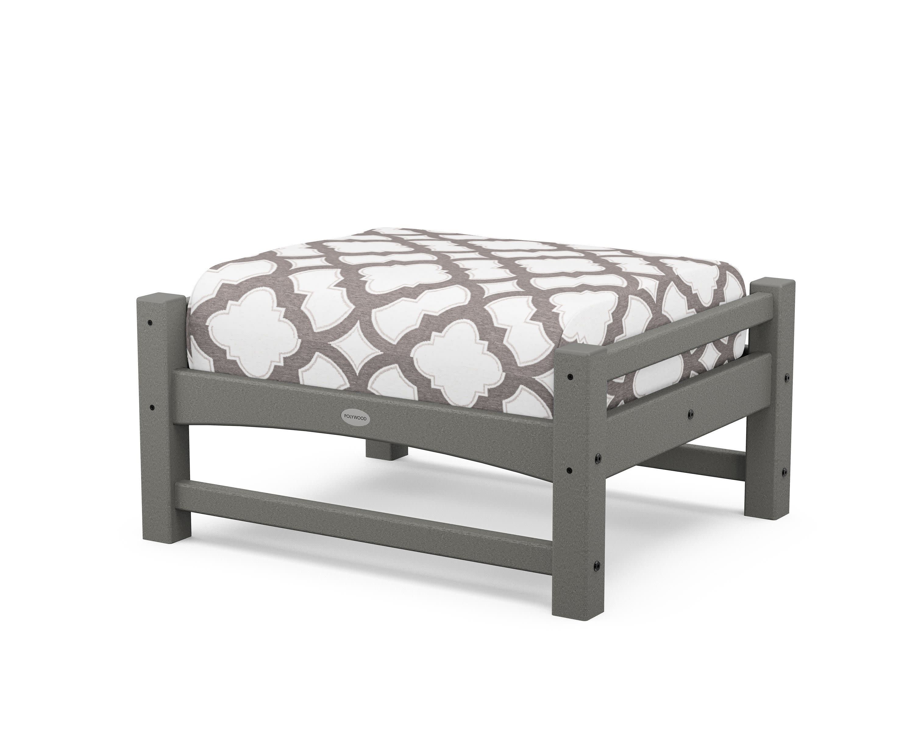 Club Ottoman in Slate Grey / Trellis Grey Mist