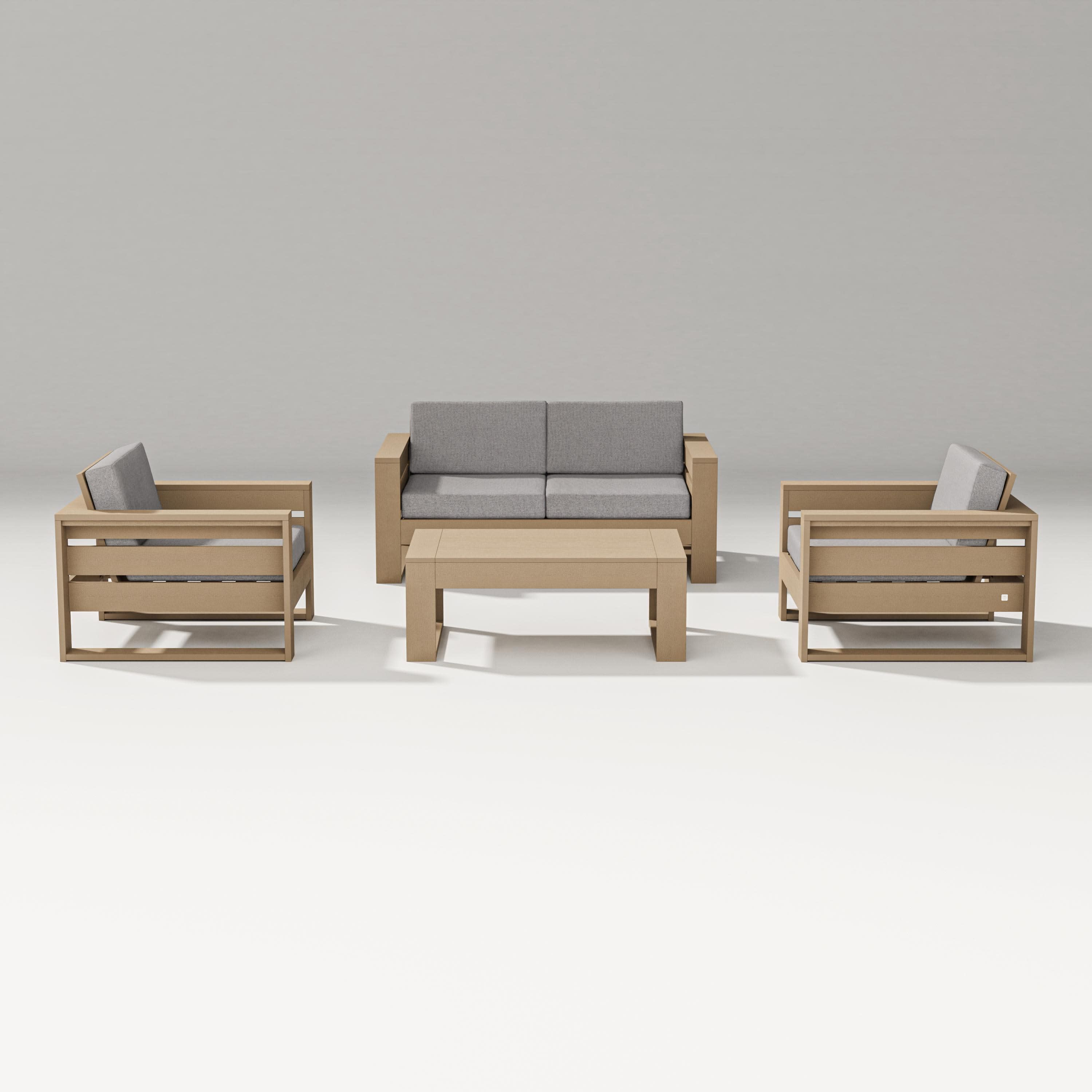 Latitude 4-Piece Lounge Loveseat Set in Vintage Sahara / Grey Mist