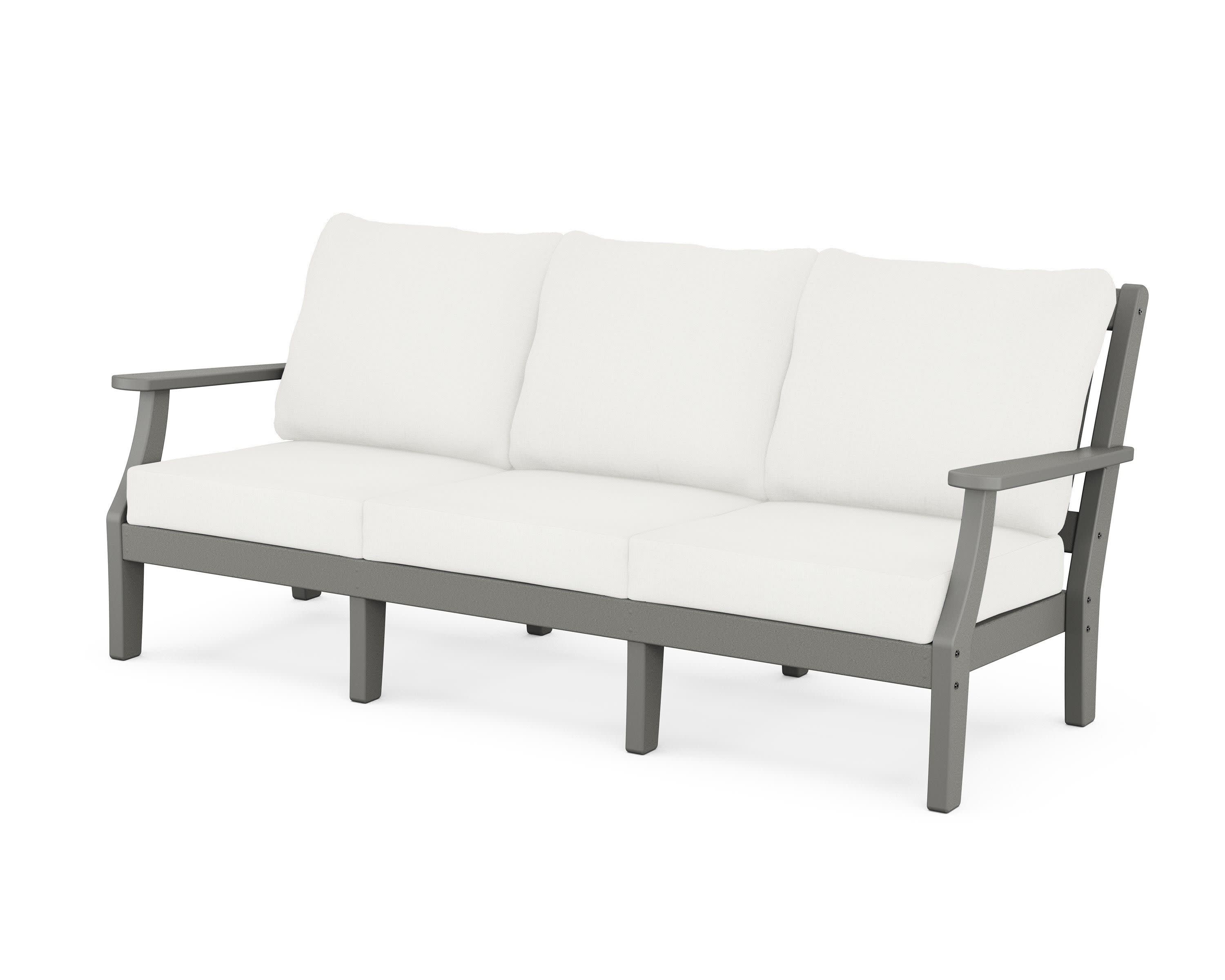 Chinoiserie Deep Seating Sofa in Slate Grey / Natural Linen