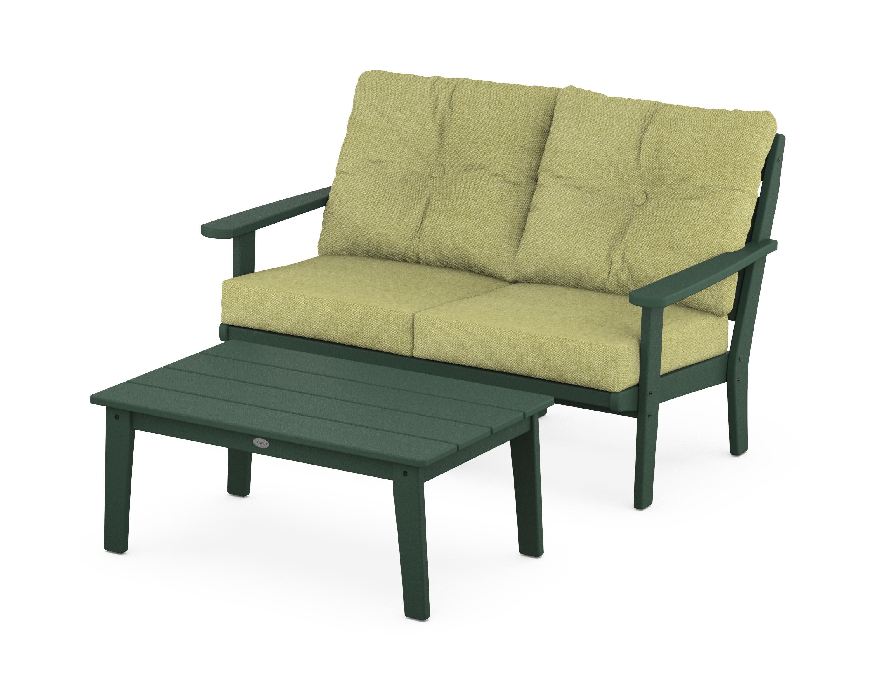 Lakeside 2-Piece Lounge Loveseat Set in Green / Chartreuse Boucle