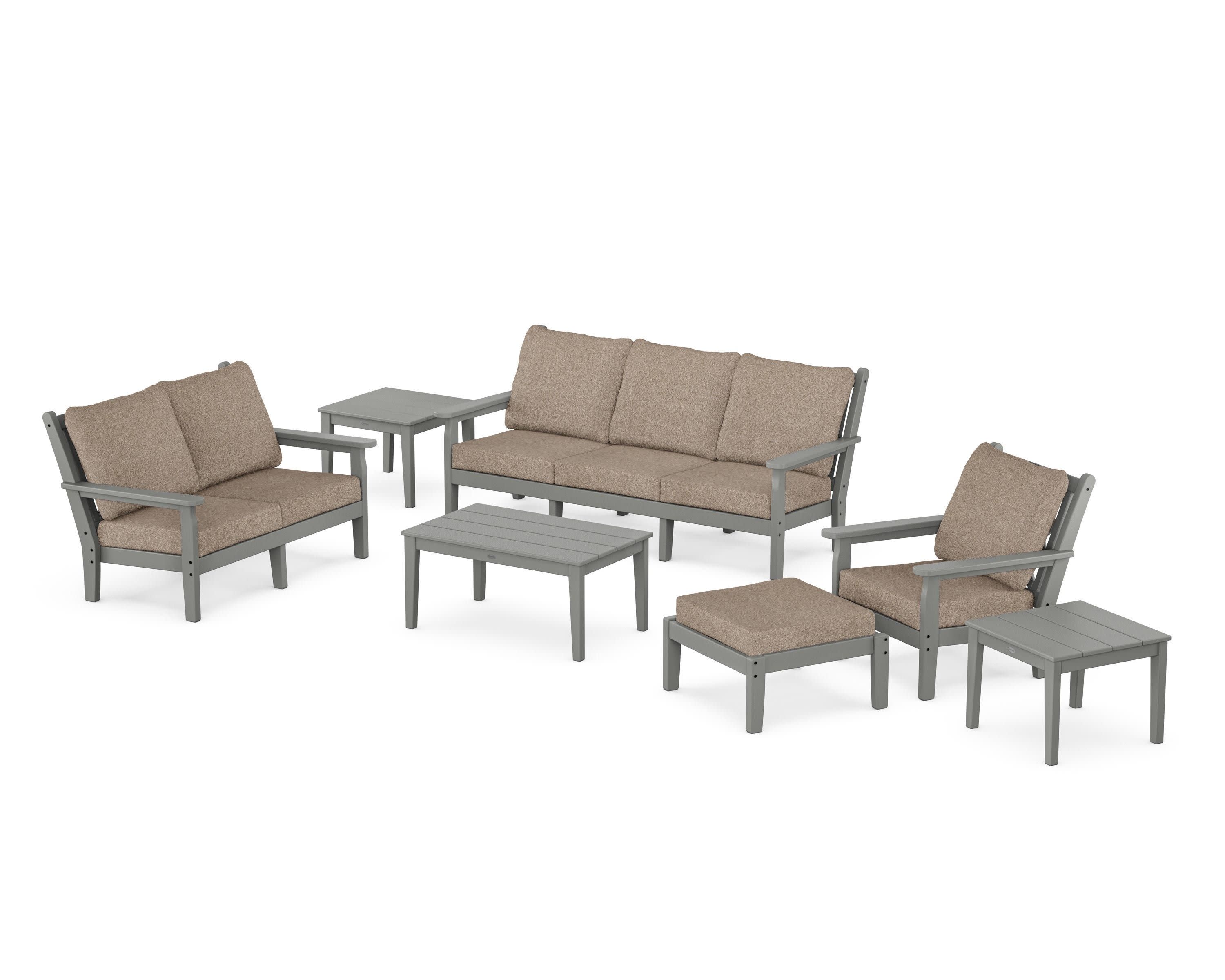 Chippendale 7-Piece Deep Seating Set in Slate Grey / Spiced Burlap
