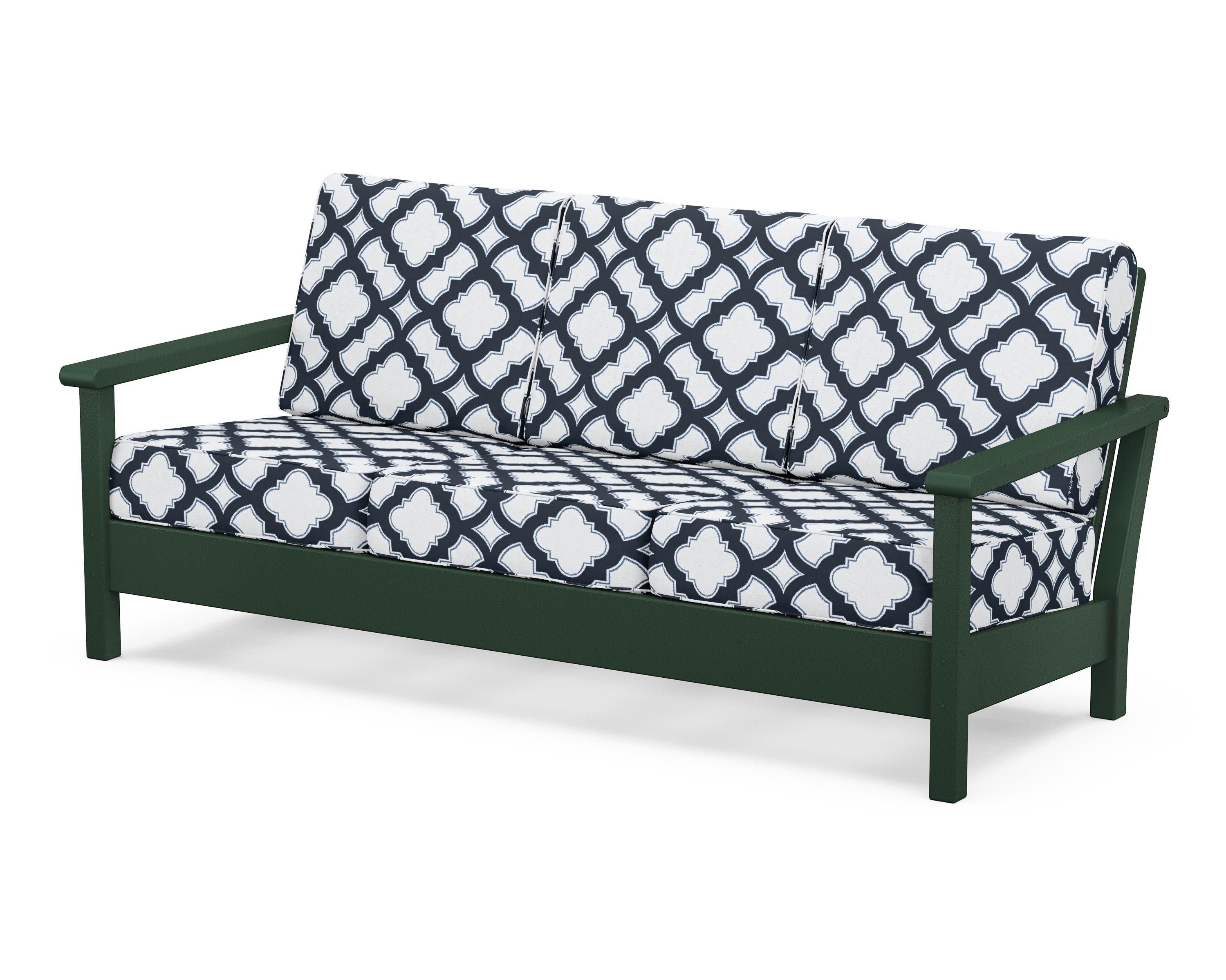 Harbour Deep Seating Sofa in Green / Trellis Marine Indigo