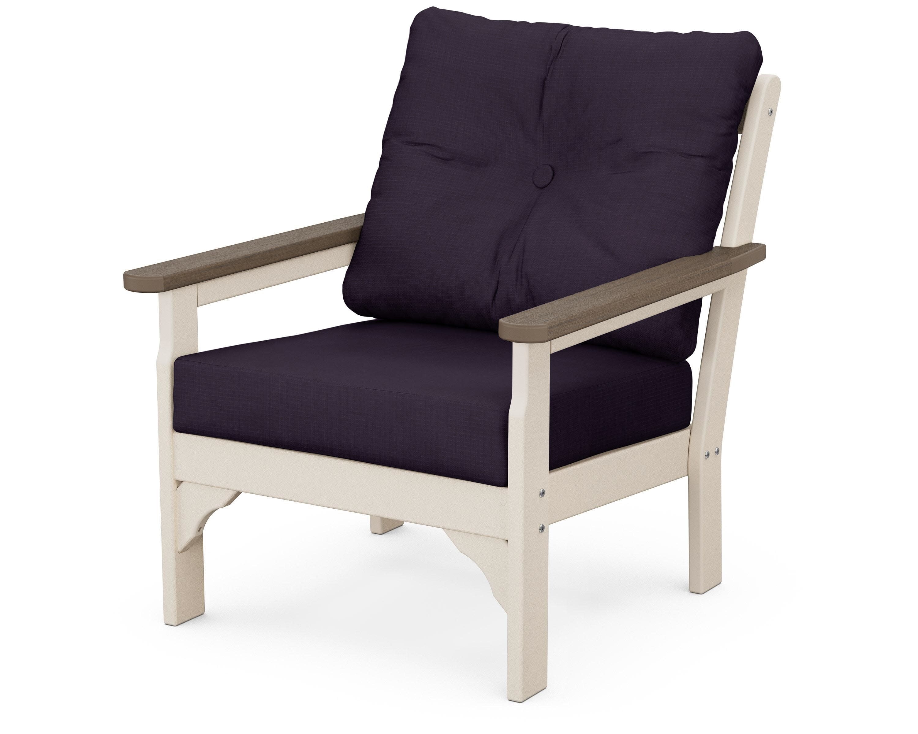 Vineyard Deep Seating Chair in Sand / Kona / Navy Linen