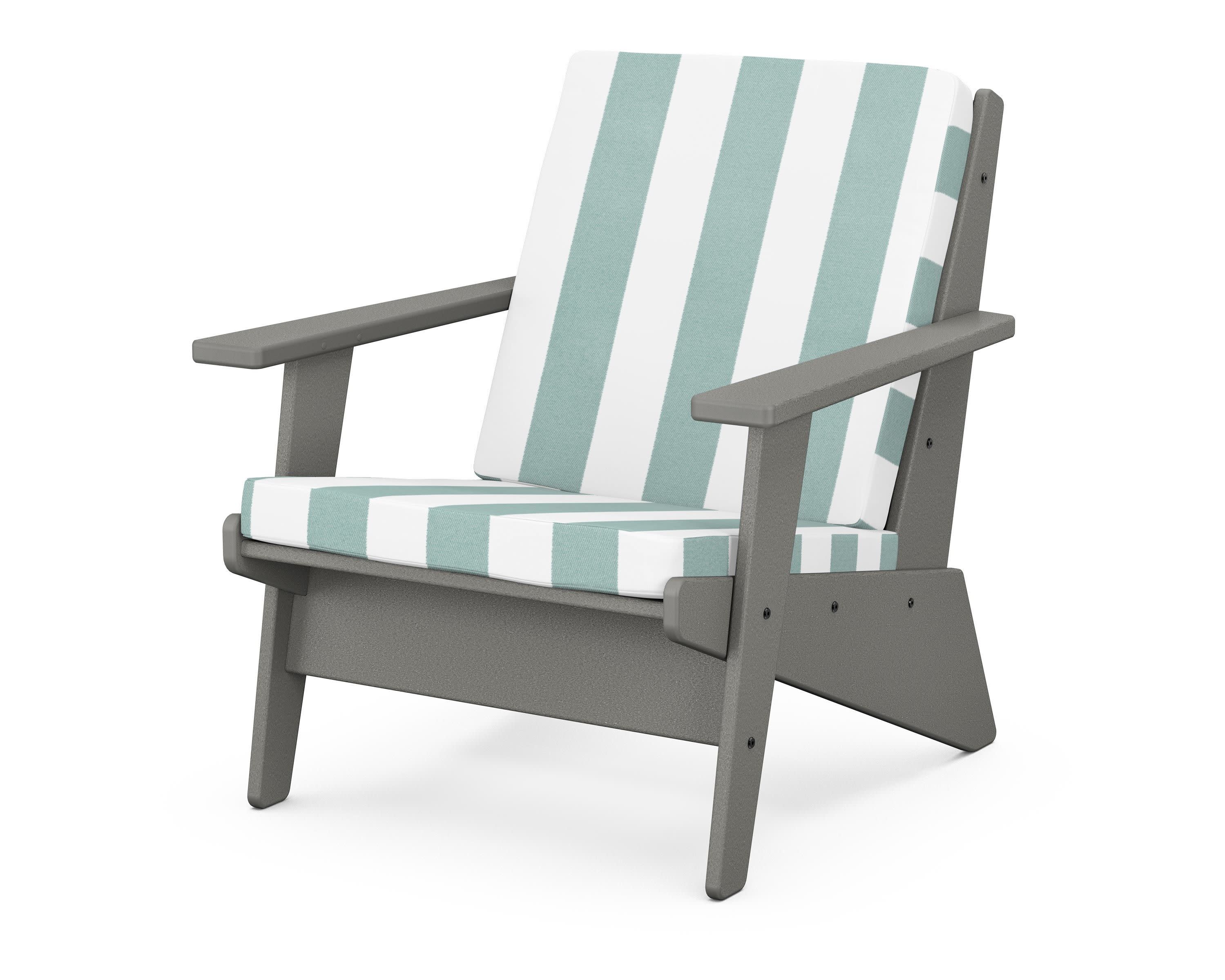 Riviera Modern Lounge Chair in Slate Grey / Cabana Stripe Glacier Spa