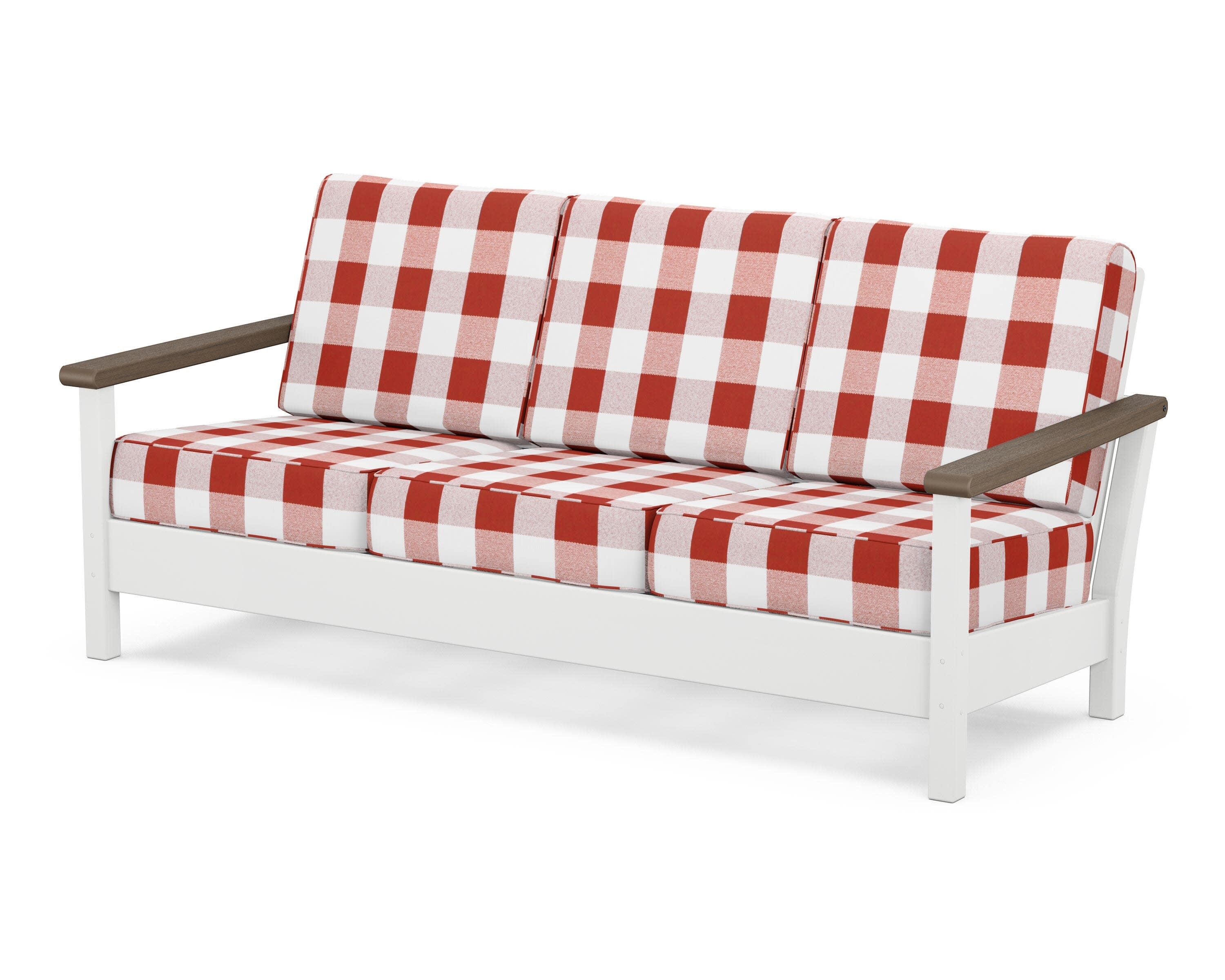 Harbour Deep Seating Sofa in White / Kona / Buffalo Plaid Crimson