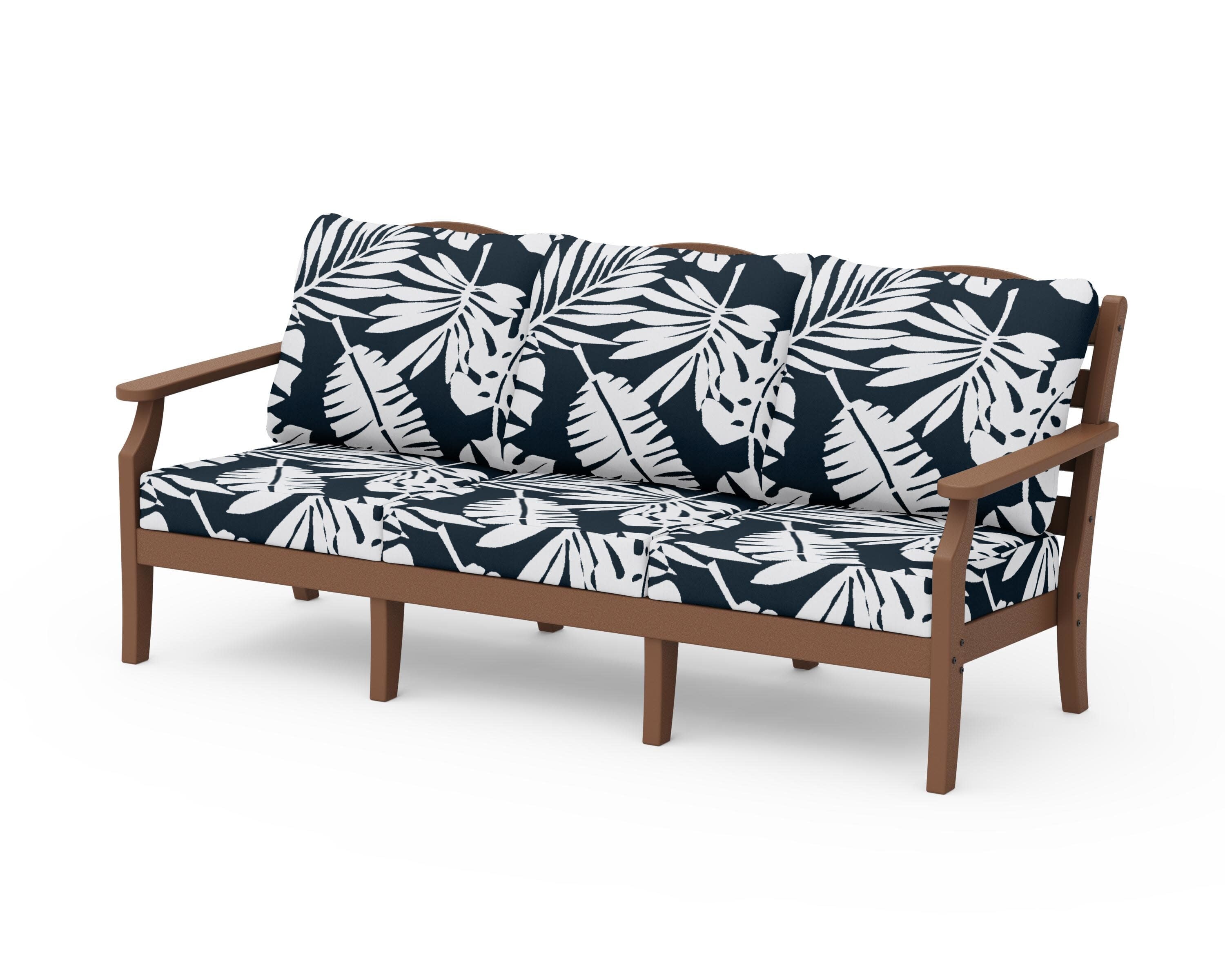 Savannah Deep Seating Sofa in Teak / Leaf Marine Indigo
