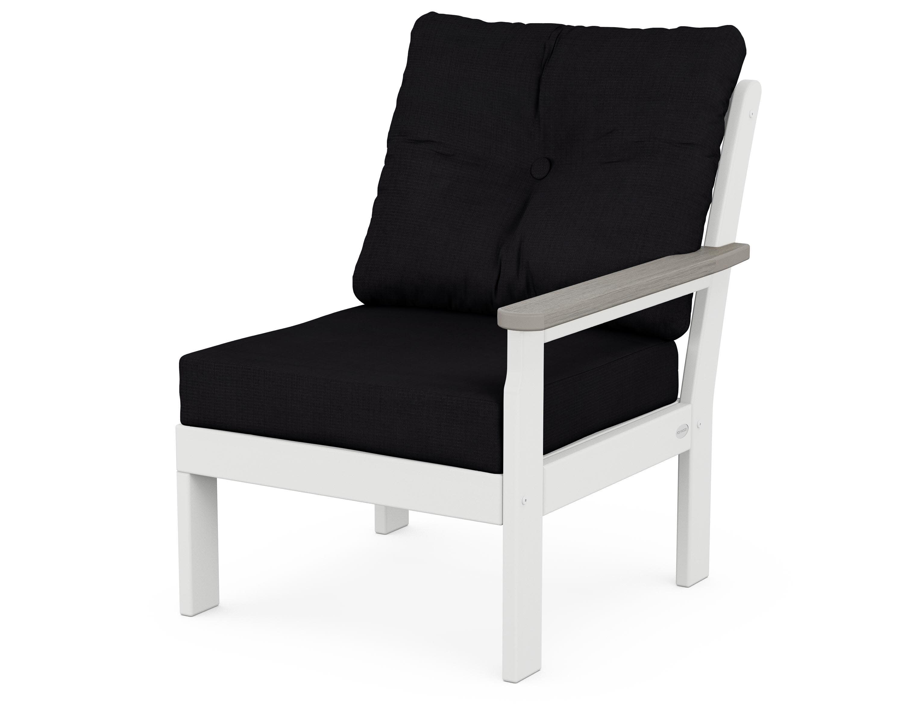 Vineyard Modular Right Arm Chair in White / Driftwood / Midnight Linen