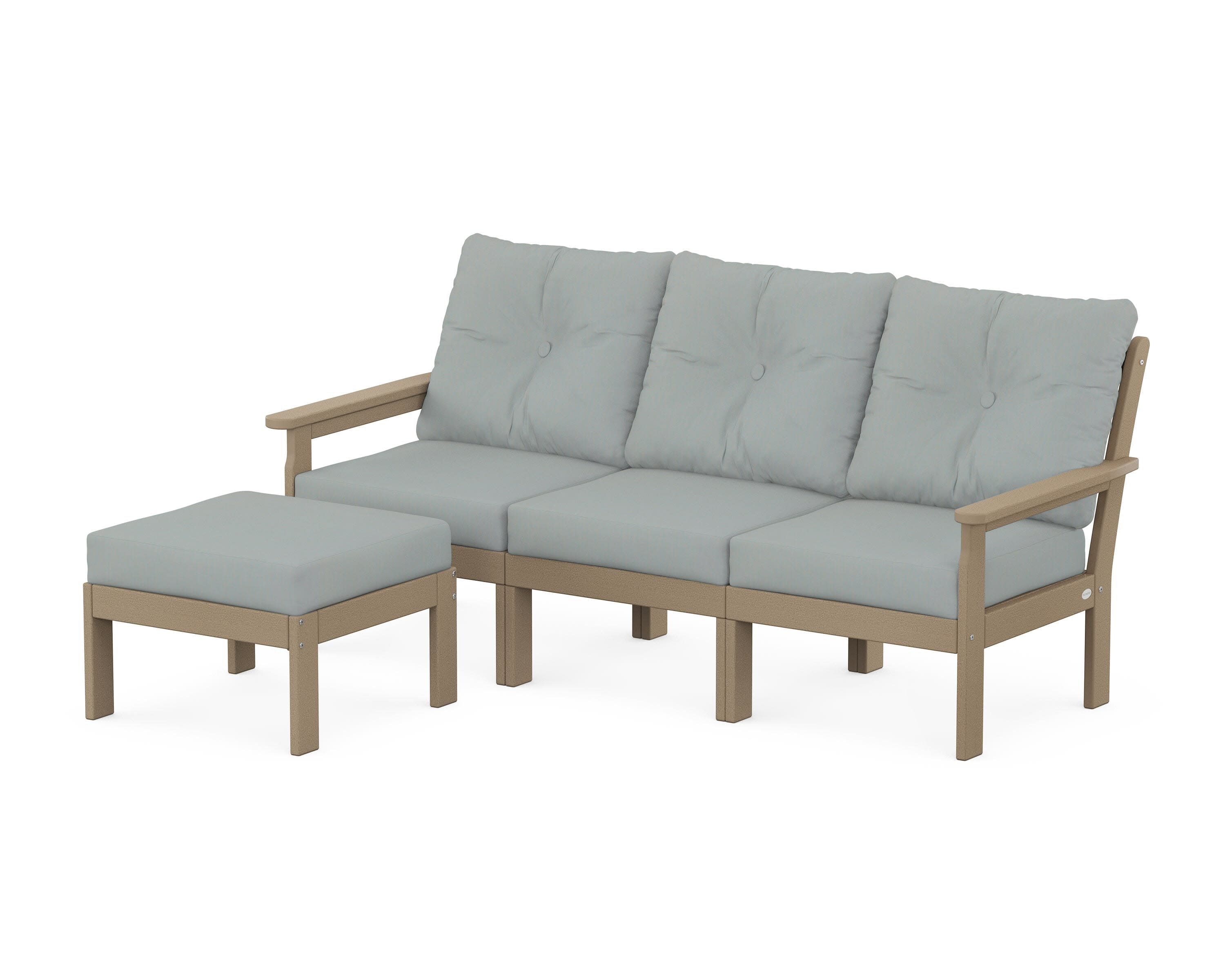 Vineyard 4-Piece Sectional with Ottoman in Vintage Sahara / Spa