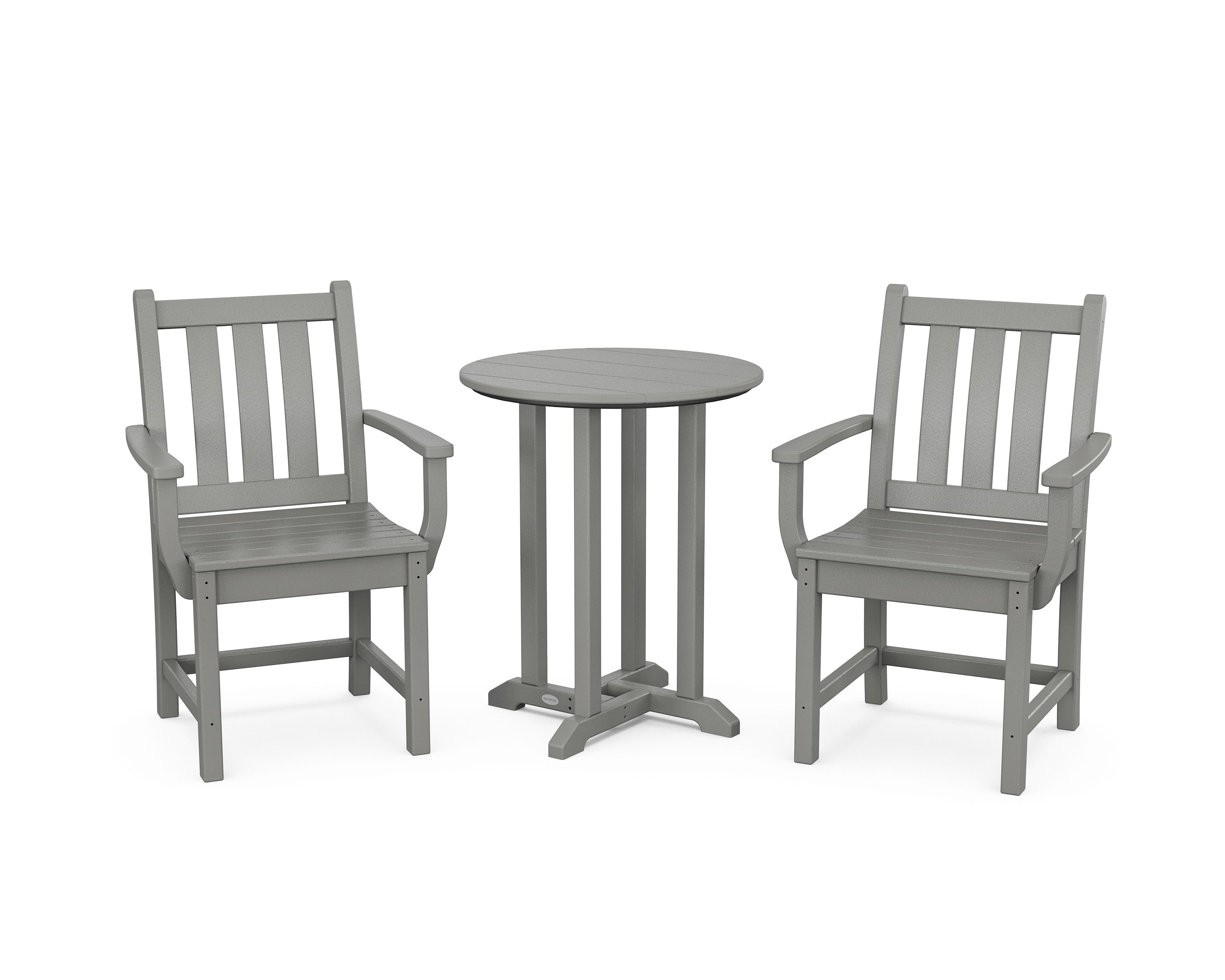 Traditional Garden 3-Piece Round Bistro Dining Set in Slate Grey