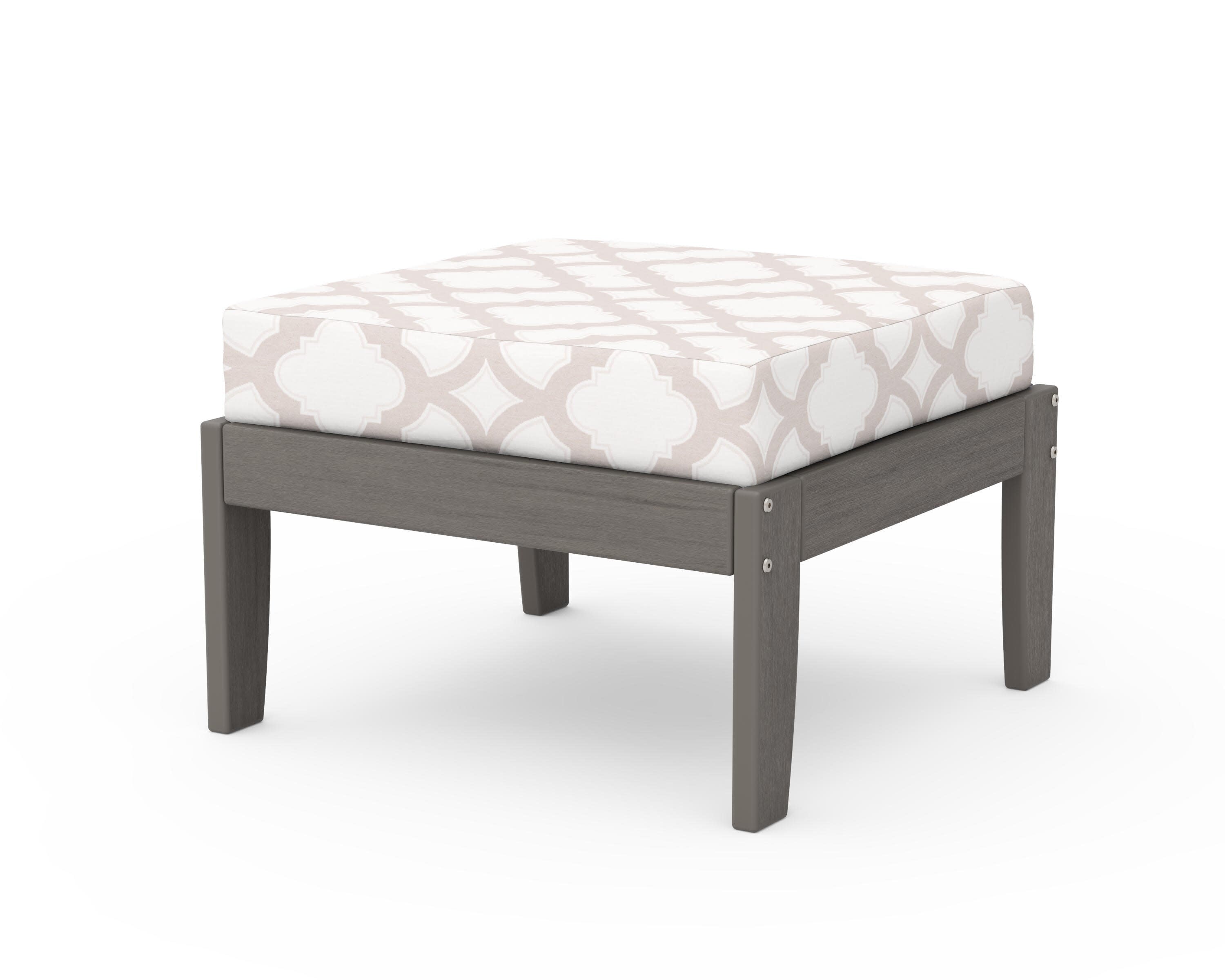 Modular Ottoman - Classic in Driftwood / Trellis Dune Burlap
