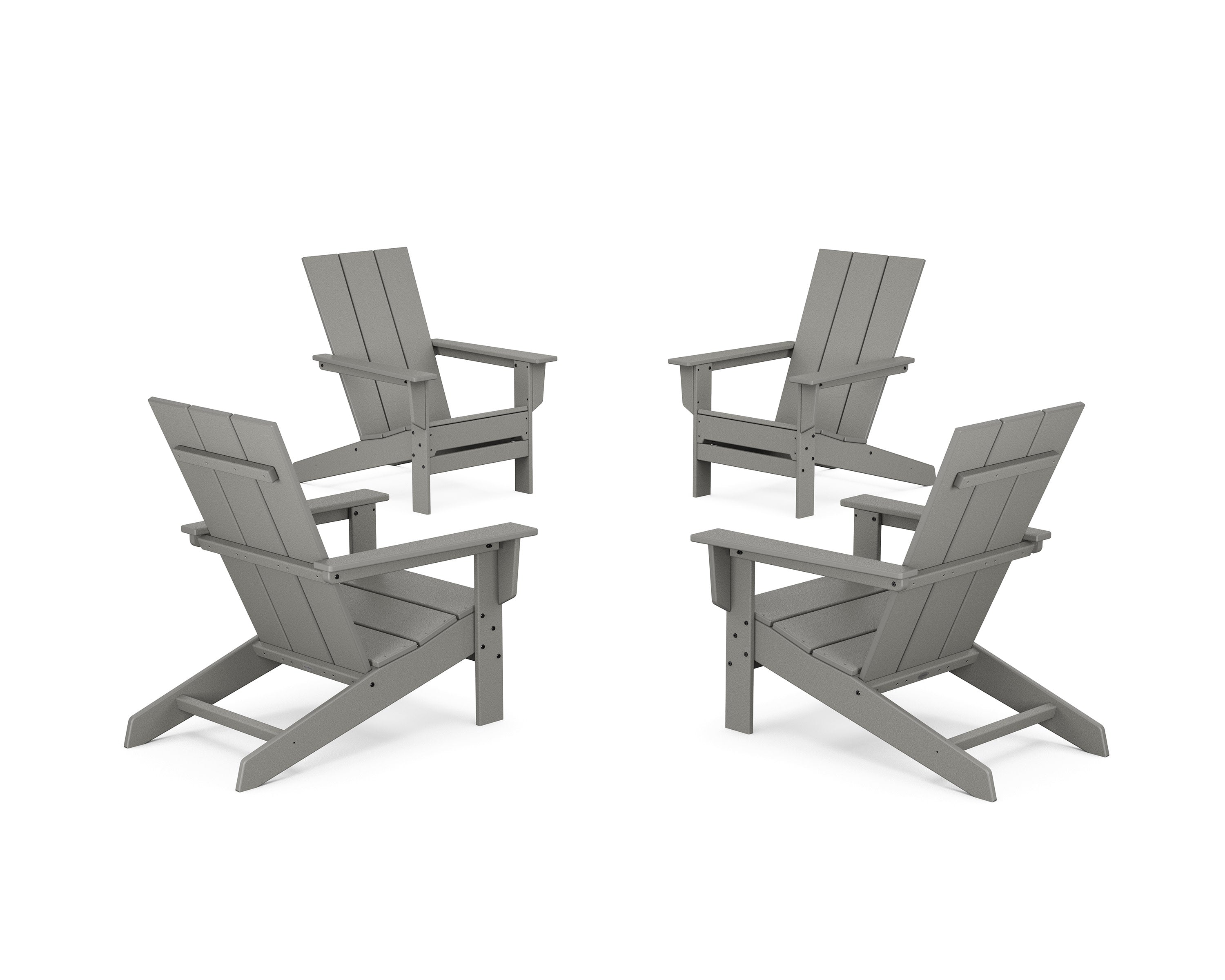 4-Piece Modern Studio Adirondack Chair Conversation Set in Slate Grey