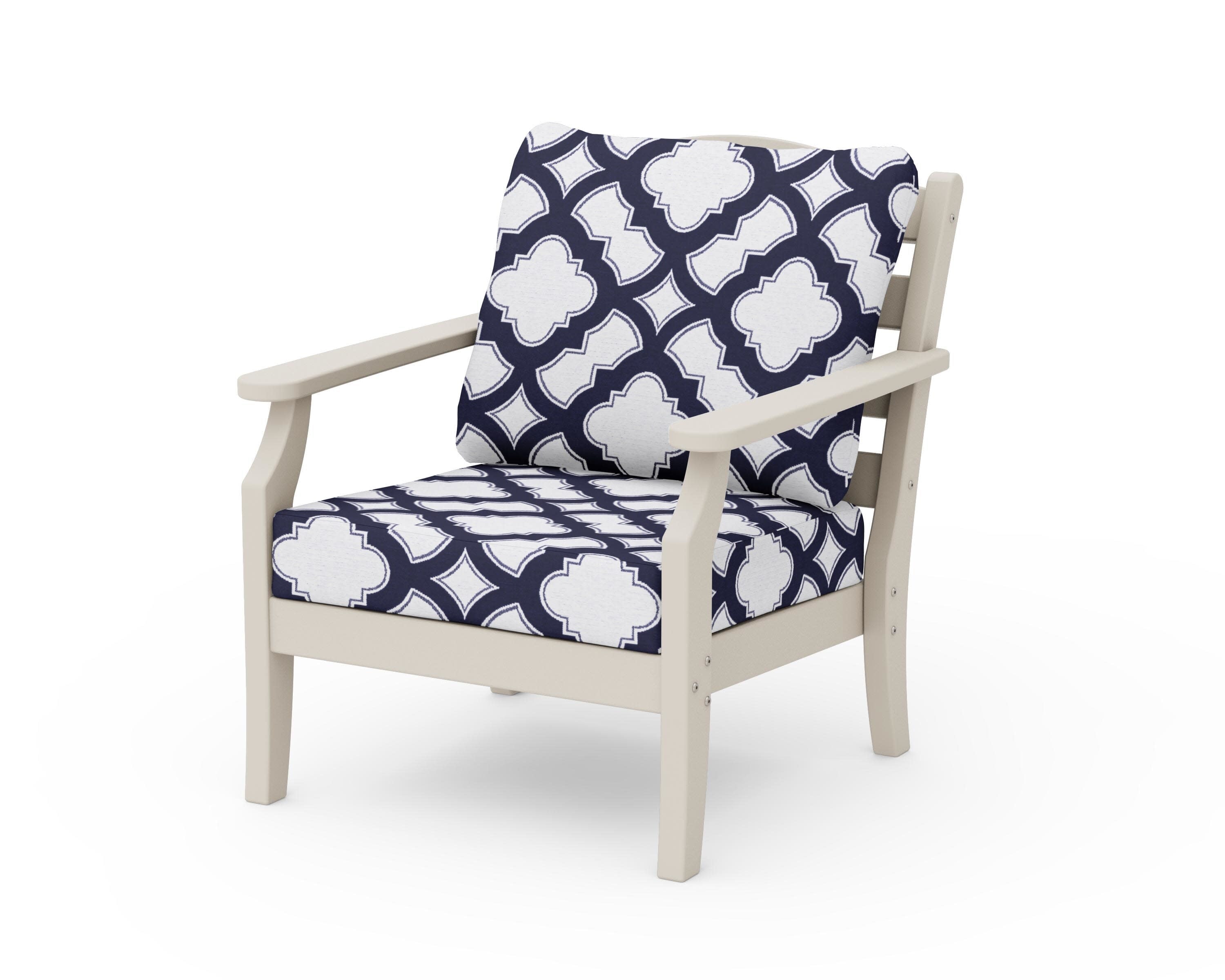 Savannah Deep Seating Chair in Sand / Trellis Navy