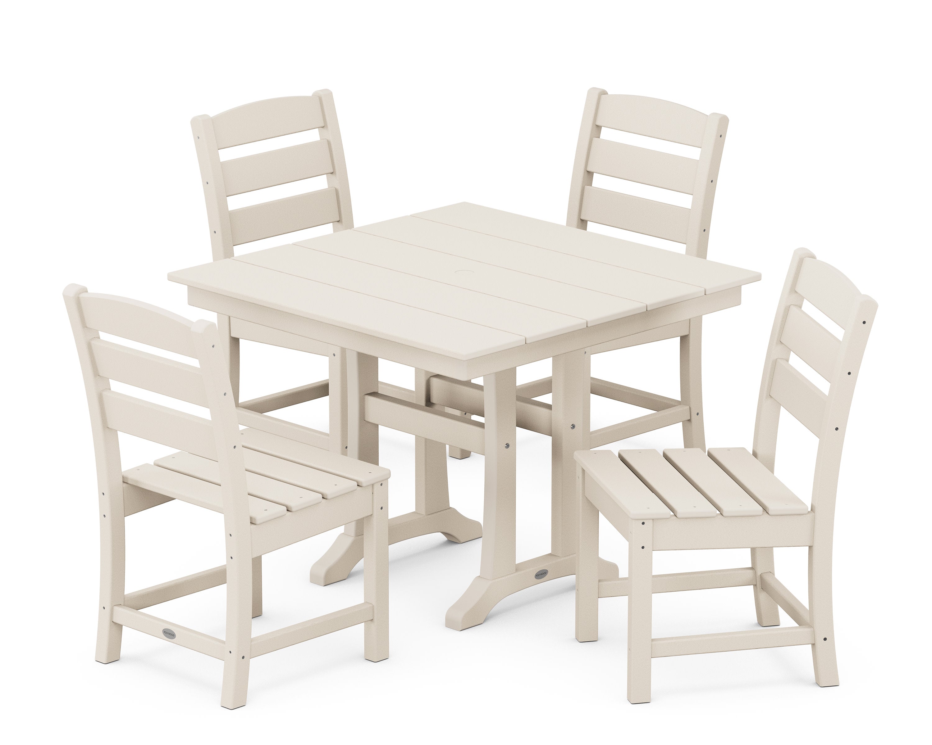 Lakeside 5-Piece Farmhouse Trestle Side Chair Dining Set in Sand
