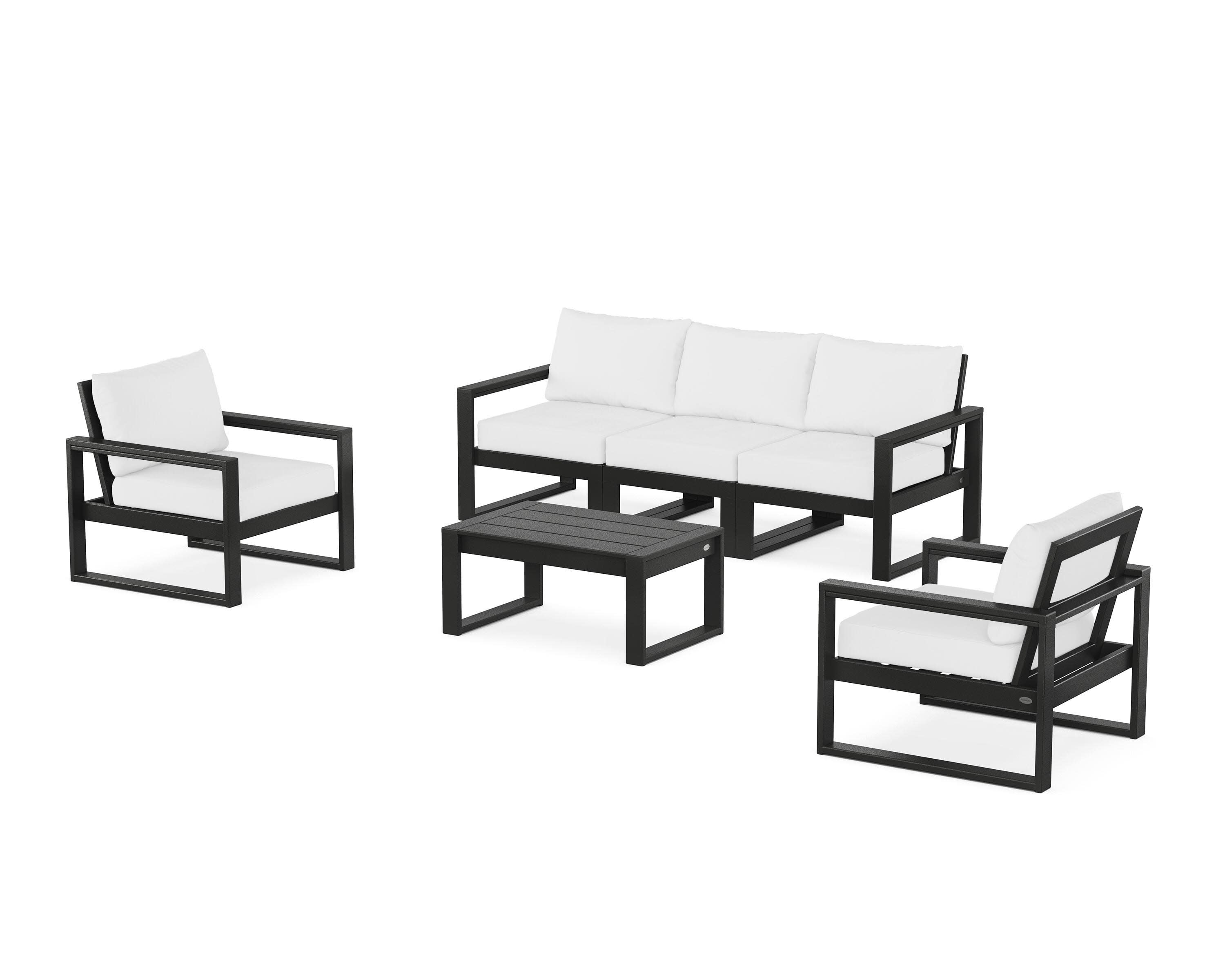 EDGE Sectional 4-Piece Deep Seating Set with Sofa in Black / Natural