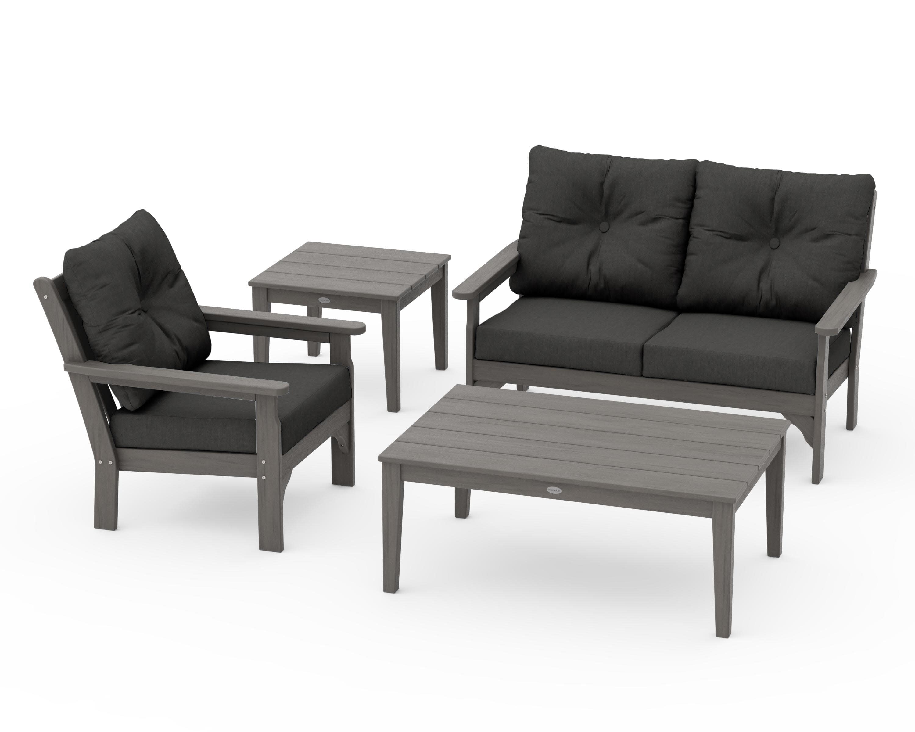 Vineyard 4-Piece Deep Seating Set in Driftwood / Spectrum Carbon
